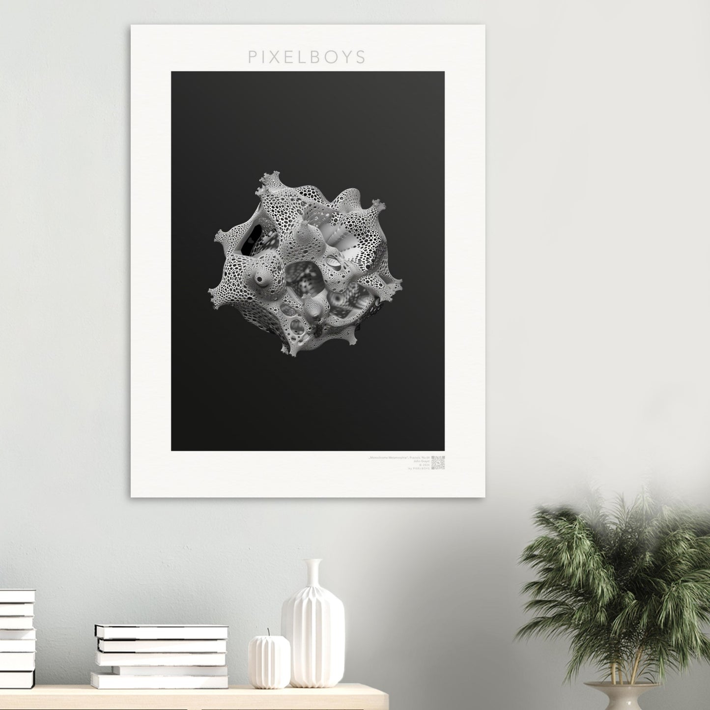 Poster mit Fraktalen - Monochrome Metamorphie - John Grayst