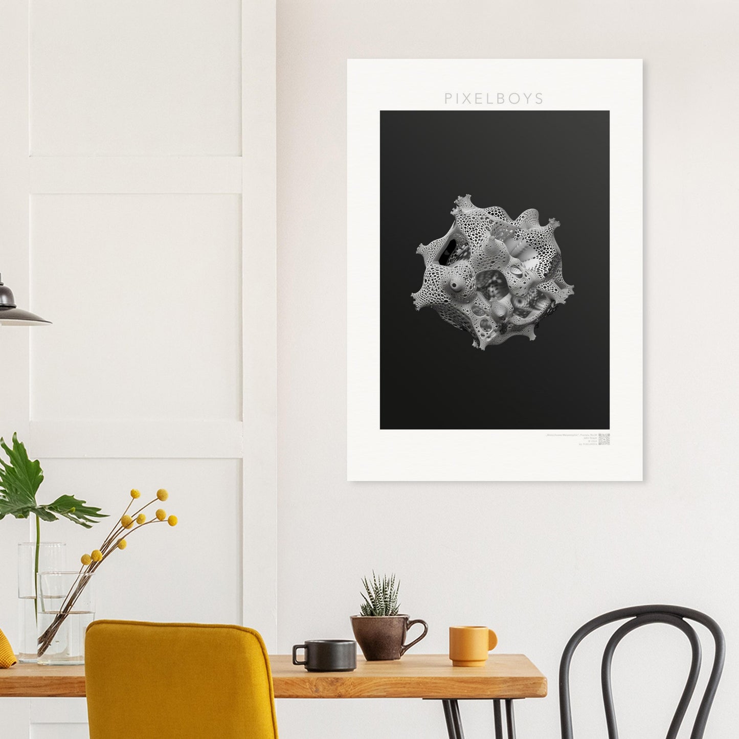 Poster mit Fraktalen - Monochrome Metamorphie - John Grayst