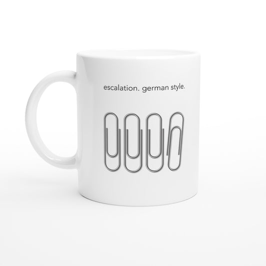 Bedruckte Tasse mit Spruch: escalation german style - Motivationstasse