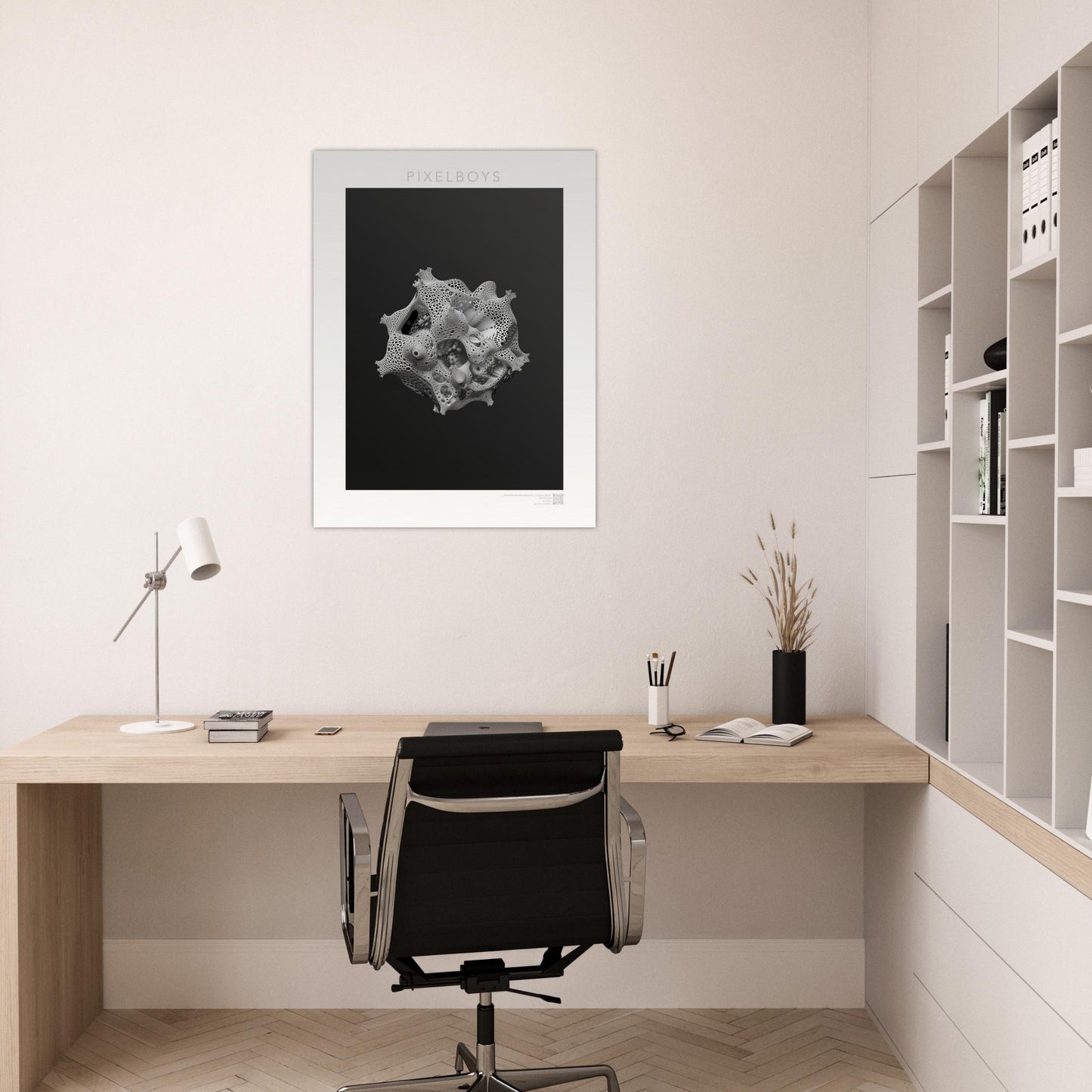 Poster mit Fraktalen - Monochrome Metamorphie - John Grayst