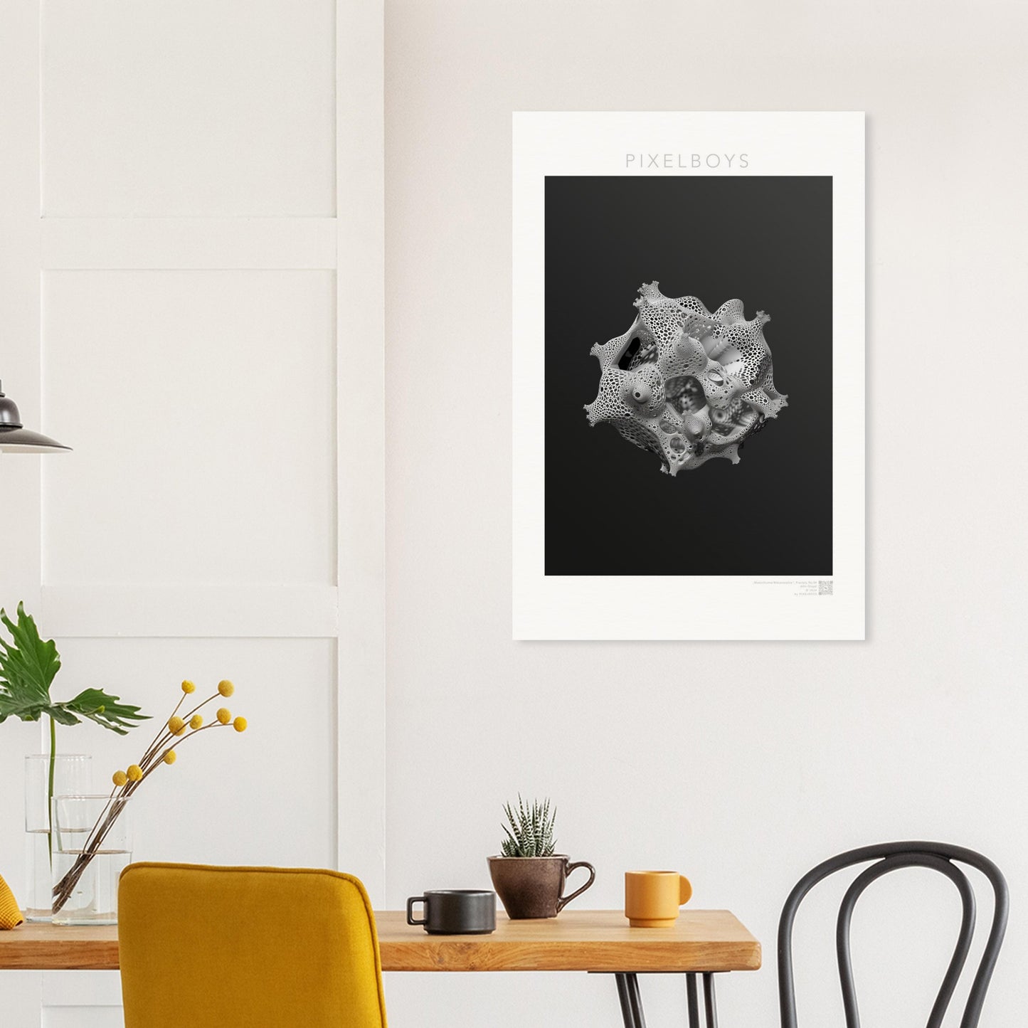 Poster mit Fraktalen - Monochrome Metamorphie - John Grayst