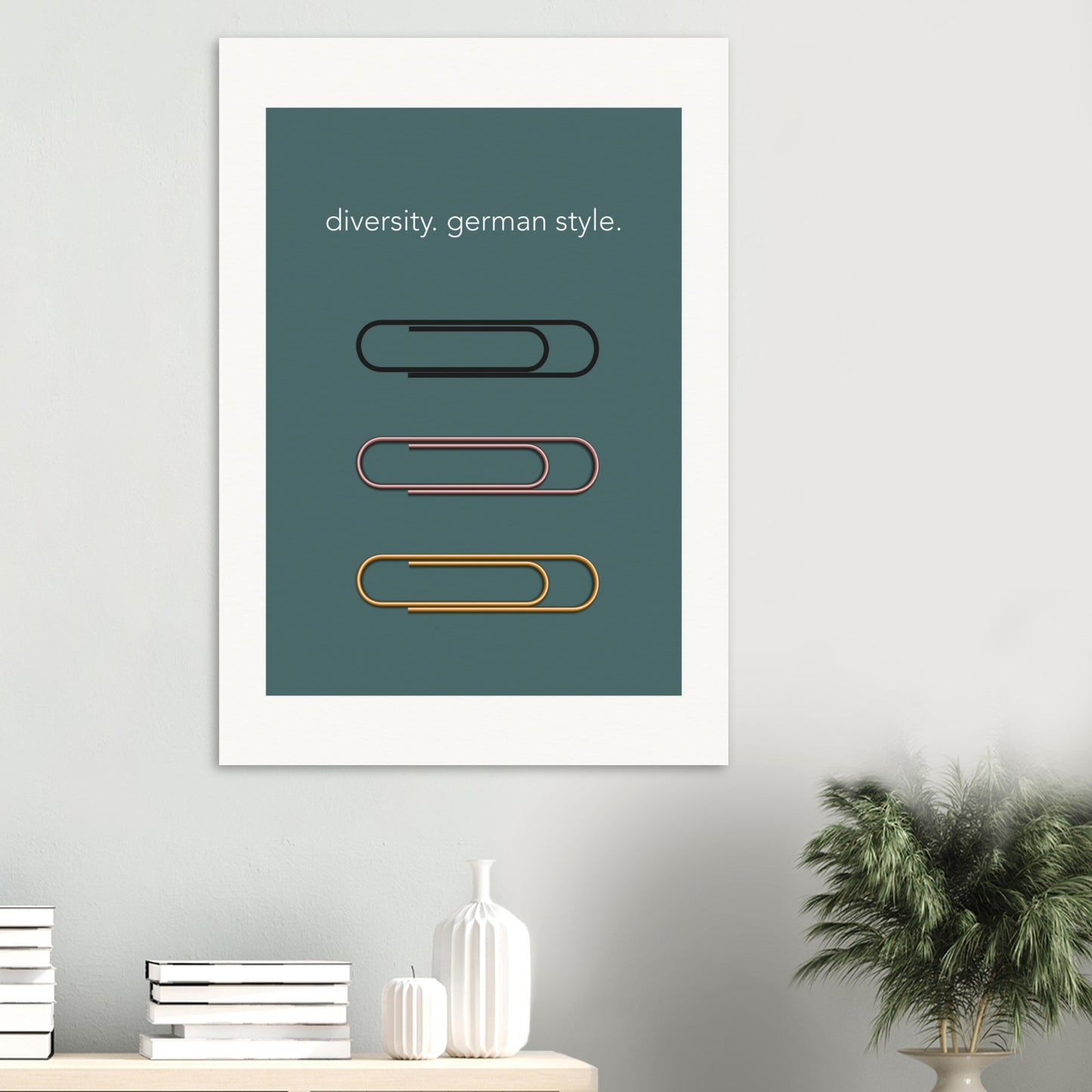 Poster mit Spruch - diversity - german style - blue blackground - Poster in Museumsqualität - Motivationsspruch