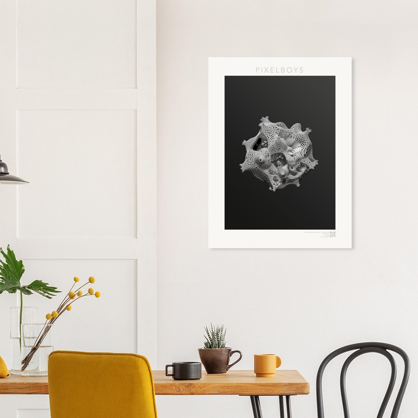 Poster mit Fraktalen - Monochrome Metamorphie - John Grayst