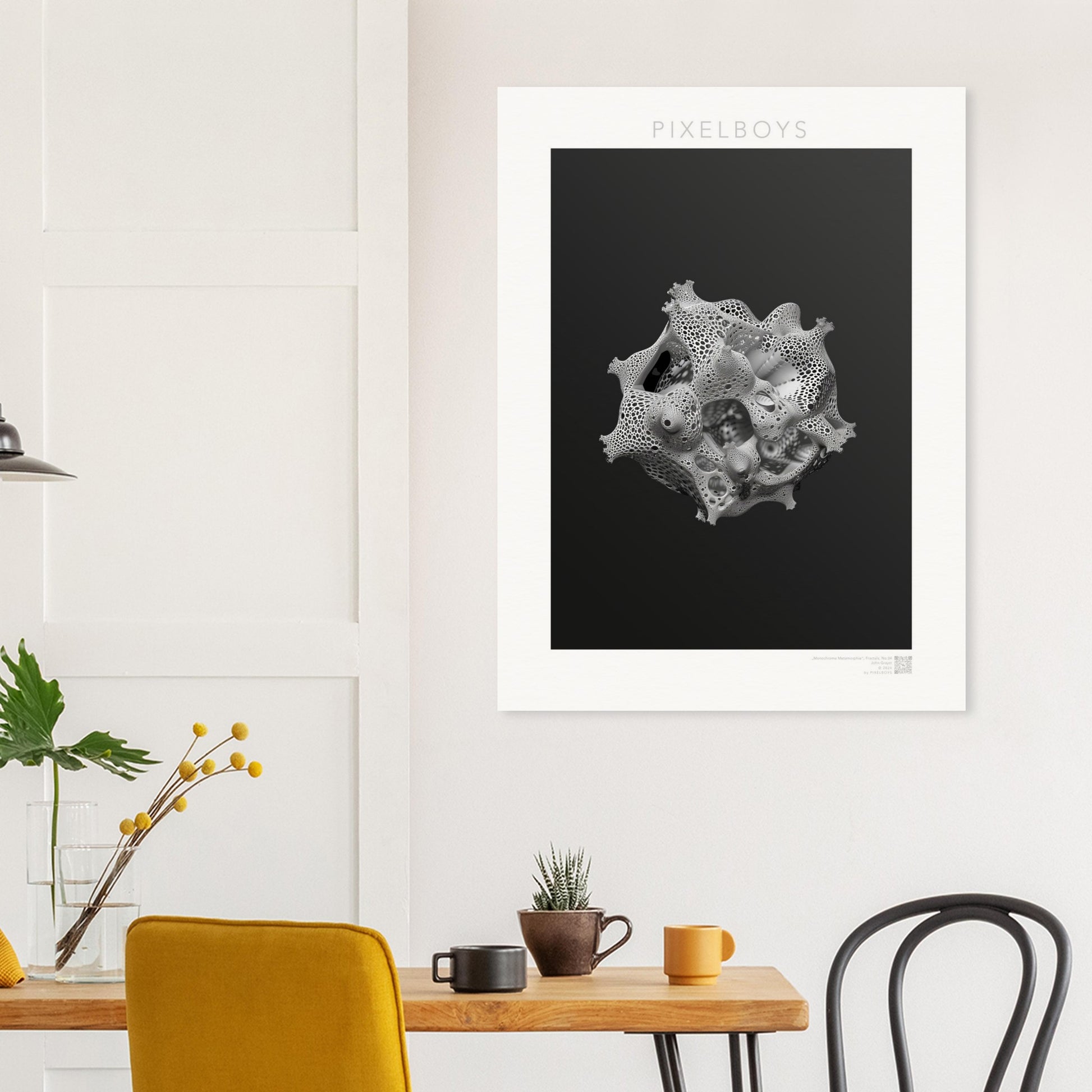 Poster mit Fraktalen - Monochrome Metamorphie - John Grayst