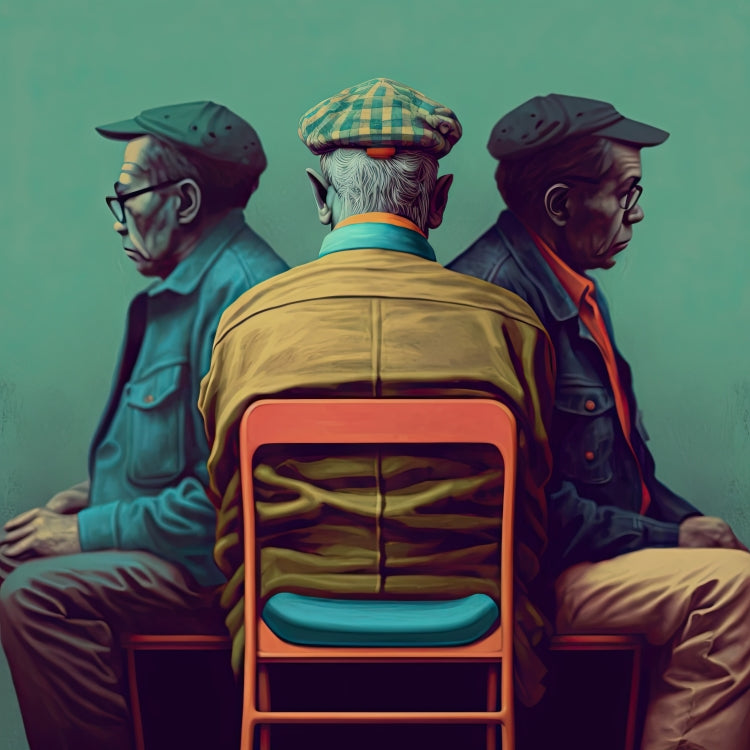 Poster mit Holzrahmen in Museumsqualität - Listening - The Age - Abe, Cletus & Joseph - rasism - motherhood - Posterleisten - USA - Fineart - Posterrahmen  - Wandkunst - Holzrahmen - Poster with frame - people of color - artwork - art brand - printed cup personalized - Holzleisten - pixelboys - Kunstdrucke - wandbilder - wall art - Kunst auf Tassen  - Office Poster - Gastrotassen - Wanddekoration - Acrylkunst - Geschenkidee - Office Poster - Acryldruck - Abstrakte Kunst - Family Art -