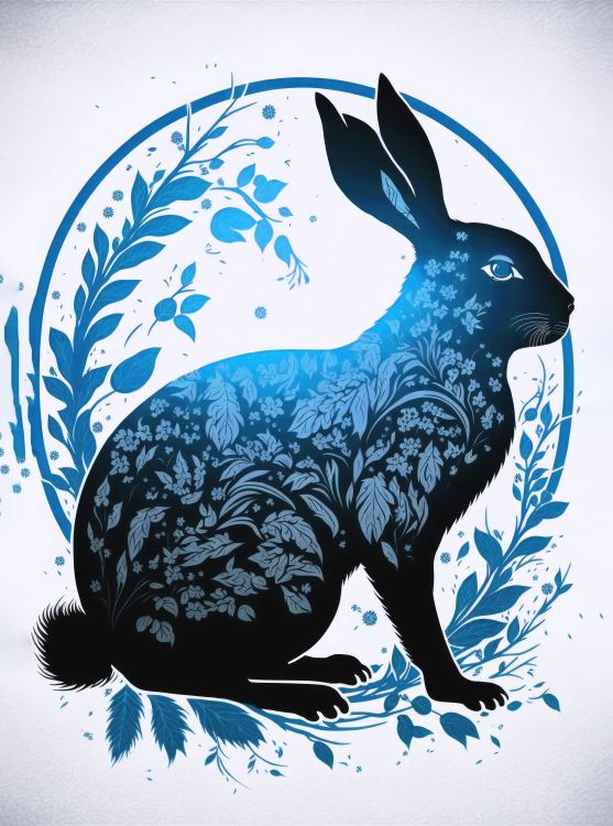 Poster mit Rahmen -  癸卯 - Water Rabbit