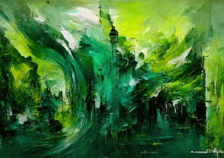 Poster in Museumsqualität - Storm over London - „Revenge of Nature“ - Ölgemälde - Grüner Sturm - Abstract - London - Planet - Fineart - Green Sea - Wandkunst - Holzleisten - Poster with frame - Abstract Green Kollektion - artwork - art brand - printed cup personalized - Holzrahmen - pixelboys - Kunstdrucke - wandbilder - wall art - Kunst auf Tassen  - Office Poster - Gastrotassen - Wanddekoration - Fineart  - Colorfull - Dynamic - Acrylkunst - Geschenkidee - Office Poster - Acryldruck - Abstrakte Kunst -