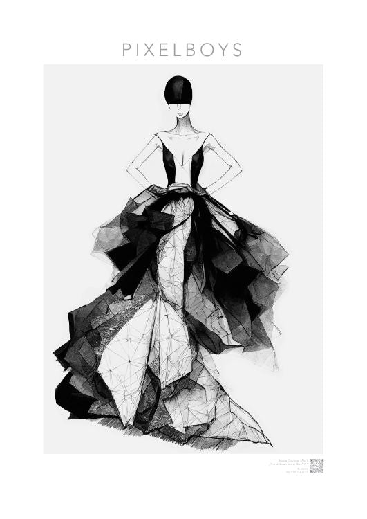 Haute Couture - Poster Set mit Rahmen aus Holz - Haute Couture - No. 7 - "Rose" - Künstler: "The Unknown Artist Nb. 517" Wandbilder - Pixelboys - Atelier - Milano - Berlin - Munich - Madrid - New York - Dubai - Paris - Tokio - Rom - Lisbon - Ottawa - Bern Switzerland -