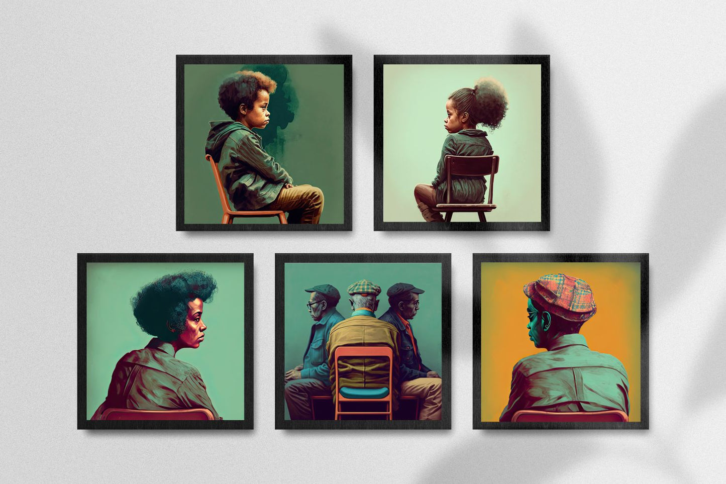 Poster in Museumsqualität - Listening - The Son - Jeffrey - rasism - motherhood - Posterleisten - USA - Fineart - Posterrahmen  - Wandkunst - Holzrahmen - Poster with frame - people of color - artwork - art brand - printed cup personalized - Holzleisten - pixelboys - Kunstdrucke - wandbilder - wall art - Kunst auf Tassen  - Office Poster - Gastrotassen - Wanddekoration - Acrylkunst - Geschenkidee - Office Poster - Acryldruck - Abstrakte Kunst - Family Art -