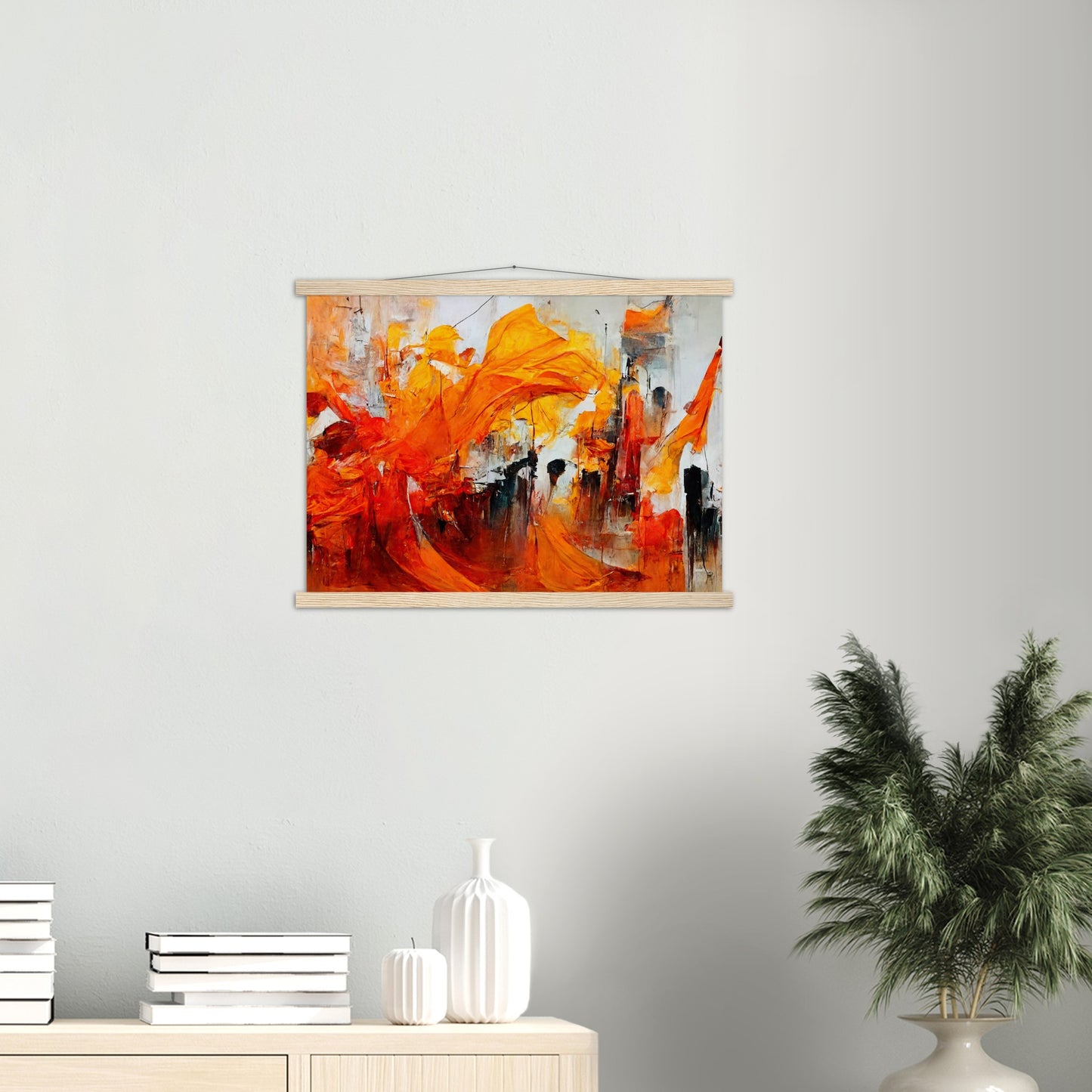 Poster mit Holzleisten - “Urban Indian Summer“ - autumn - Neu-Delhi - Kalkutta- Ölgemälde - Abstract - India Art - Posterleisten - Fineart - Posterrahmen  - Wandkunst - Holzrahmen - Poster with frame - Abstract Orange - artwork - art brand - printed cup personalized - Holzleisten - pixelboys - Kunstdrucke - wandbilder - wall art - Kunst auf Tassen  - Office Poster - Gastrotassen - Wanddekoration - Fineart - Dynamic - Acrylkunst - Geschenkidee - Office Poster - Acryldruck - Abstrakte Kunst -