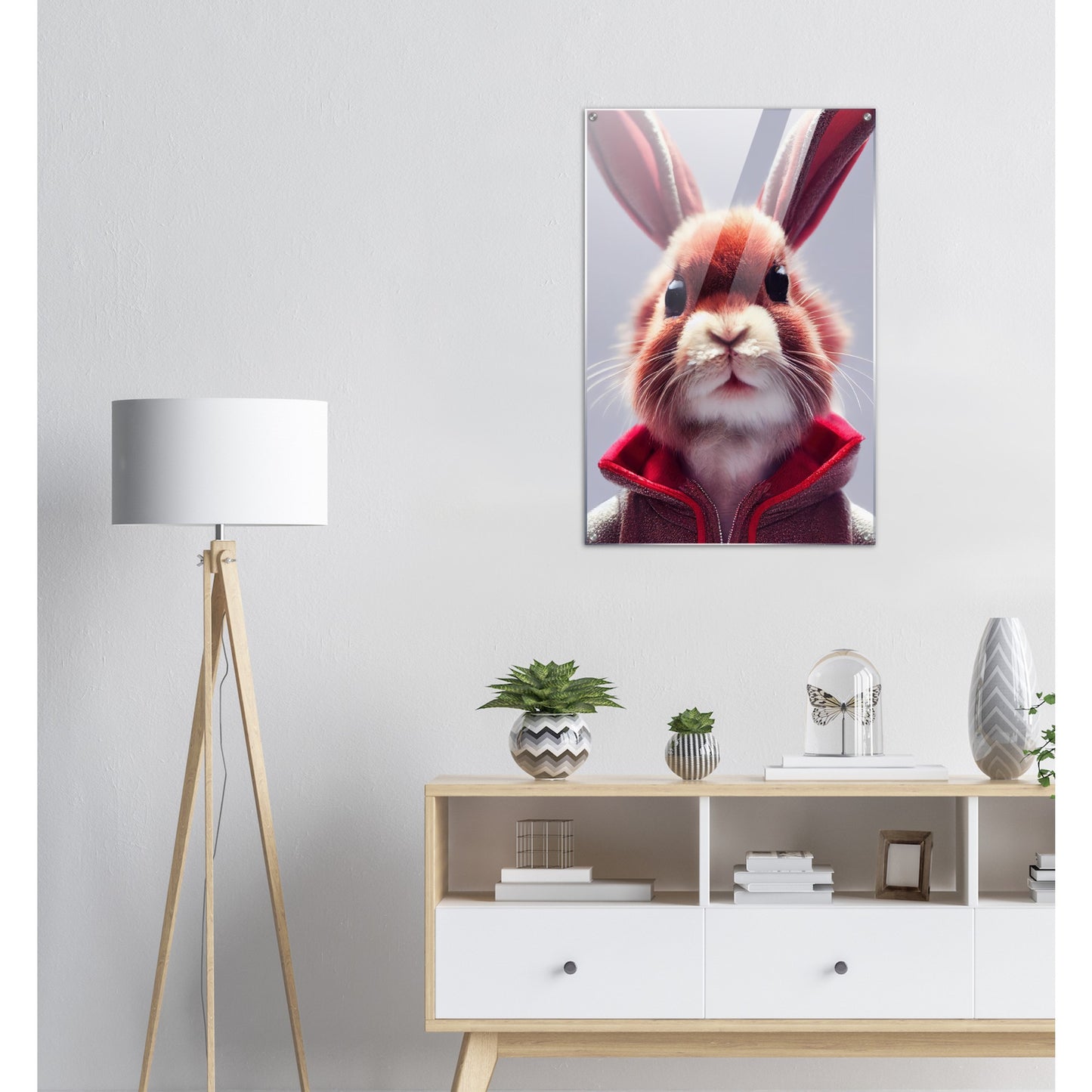 Acryldruck - Museumsqualität - Bunny in grey red tracksuit - "Julius" - Acryl art - personalized mug - customized mug - Cute rabbit - Marke:- Pixelboys - Brand - Art Prints - Marke - Wandkunst - Papierstärke: 250g/qm - Wall Art - Bunny crew - Skater Betty - Hasen Gang - Original - Künstler:Pixelboys - Poster with frame - Office Poster - Acrylkunst - Trend - Wandschmuck - Acrylbild - Atelier Canada - 