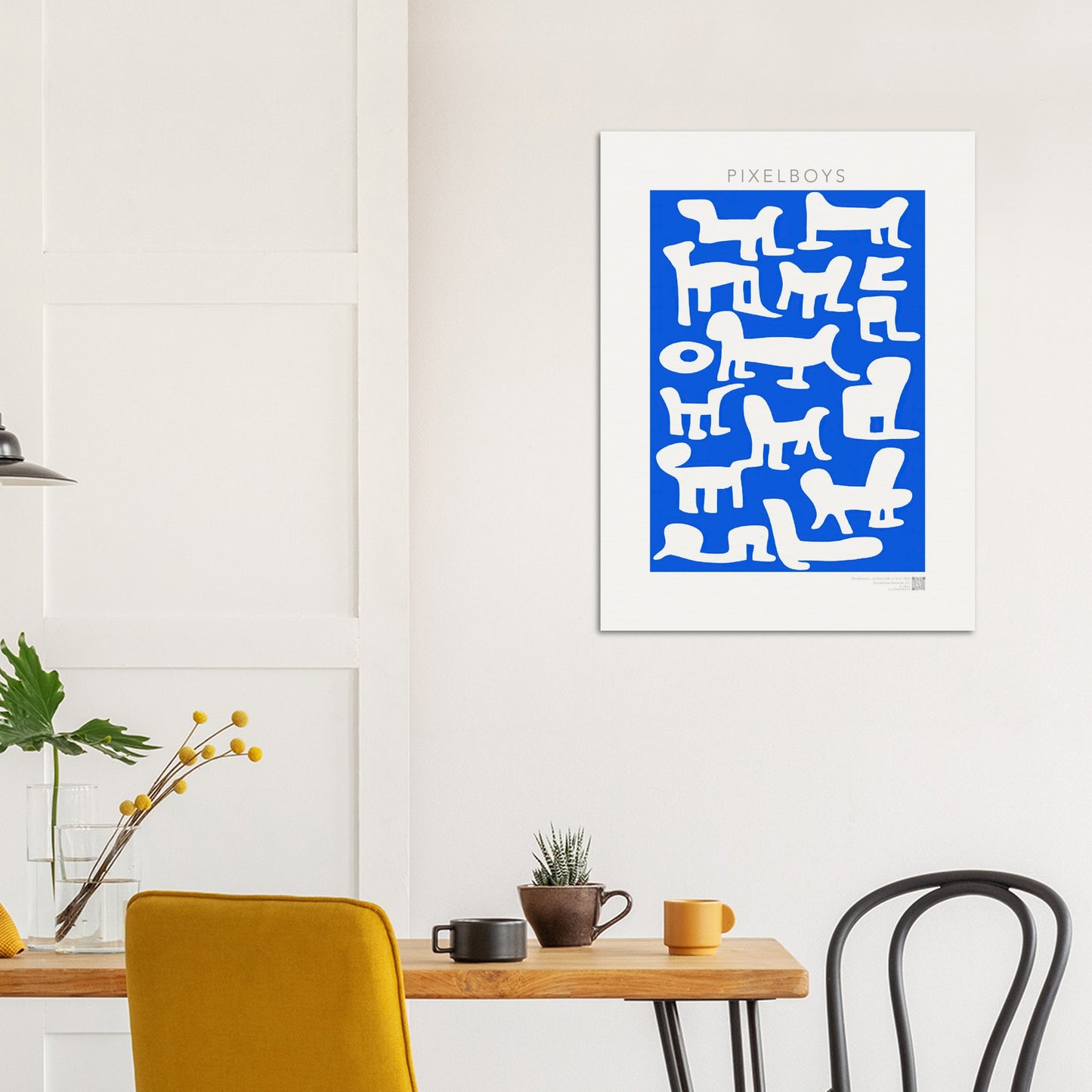 Poster in Museumsqualität - Doodlemania "weird animals on blue" - No.1 - Hunde - Katzen - Doodle Kunst - Poster mit Rahmen - doodle artwork - Acrylbild - Kunstdruck - Wandbild - office Poster - Poster with frame -  Künstler: Pixelboys & The Unknown Artist Nb.517 - keith haring - anti stress art - Art Brand - 