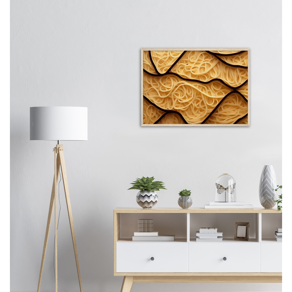 Poster mit Rahmen (Holz) - Spaghetti in shape - Pasta Love - Italien - China - Restaurant - Nudeln - Pasta - Teigwaren  - Wandkunst - Kunstdruck - Acryldruck - Kunstwerk - Office Poster - Poster mit Rahmen - Kaffee Tasse - Poster mit Leisten - Bedruckte Tassen - Kunst Marke - Art Brand - Kunstdrucke - Papier: 250g/qm - Künstler: Pixelboys - Poster with frame - Geschenkidee - Atelier Rome - Atelier Bologna - Atelier Milano -