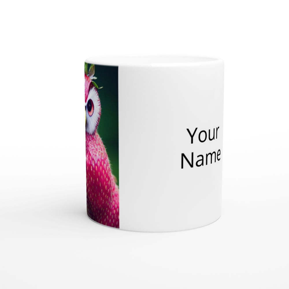 Personalisierbare Tasse- Serie Fruit Owls - Wandkunst - Kunstdruck - (fiktiv: lat.  Pulsatrix Fragaria) - Erdbeere - Schleiereulen - Fruchteulen - Vogel - Bird - Strigiformes - Noctua - Ornithologie - Kunstwerk  - Office Poster - Poster mit Rahmen - Kaffee Tasse - Poster mit Leisten - Bedruckte Tassen - Kunst Marke - Art Brand - Acrylbild - Wandbild - Kunstdrucke - Papier: 250g/qm - Künstler: John Grayst & Pixelboys - Eulen - Owl - Geschenkidee - 