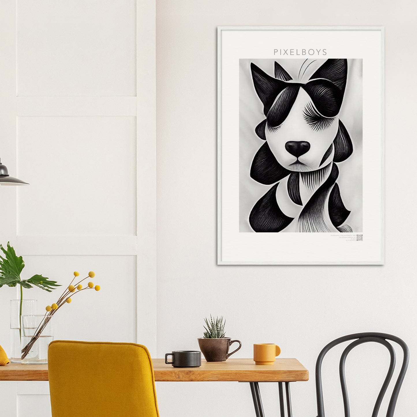 Poster mit Rahmen (Holz) - in Museumsqualität - Doodlemania "a dog named Muffin"- No.4 - Wandbild - doodle mania art collection - wall art - Hunde - Doodle Kunst - dogs- doodle posters and art prints - Poster mit Rahmen - doodle artwork - Acrylbild - Kunstdruck - Wandbild - office Poster - Poster with frame -  Künstler: Pixelboys & The Unknown Artist Nb.517 - keith haring - Gastro Art - anti stress art - Art Brand - Kunstdruck -