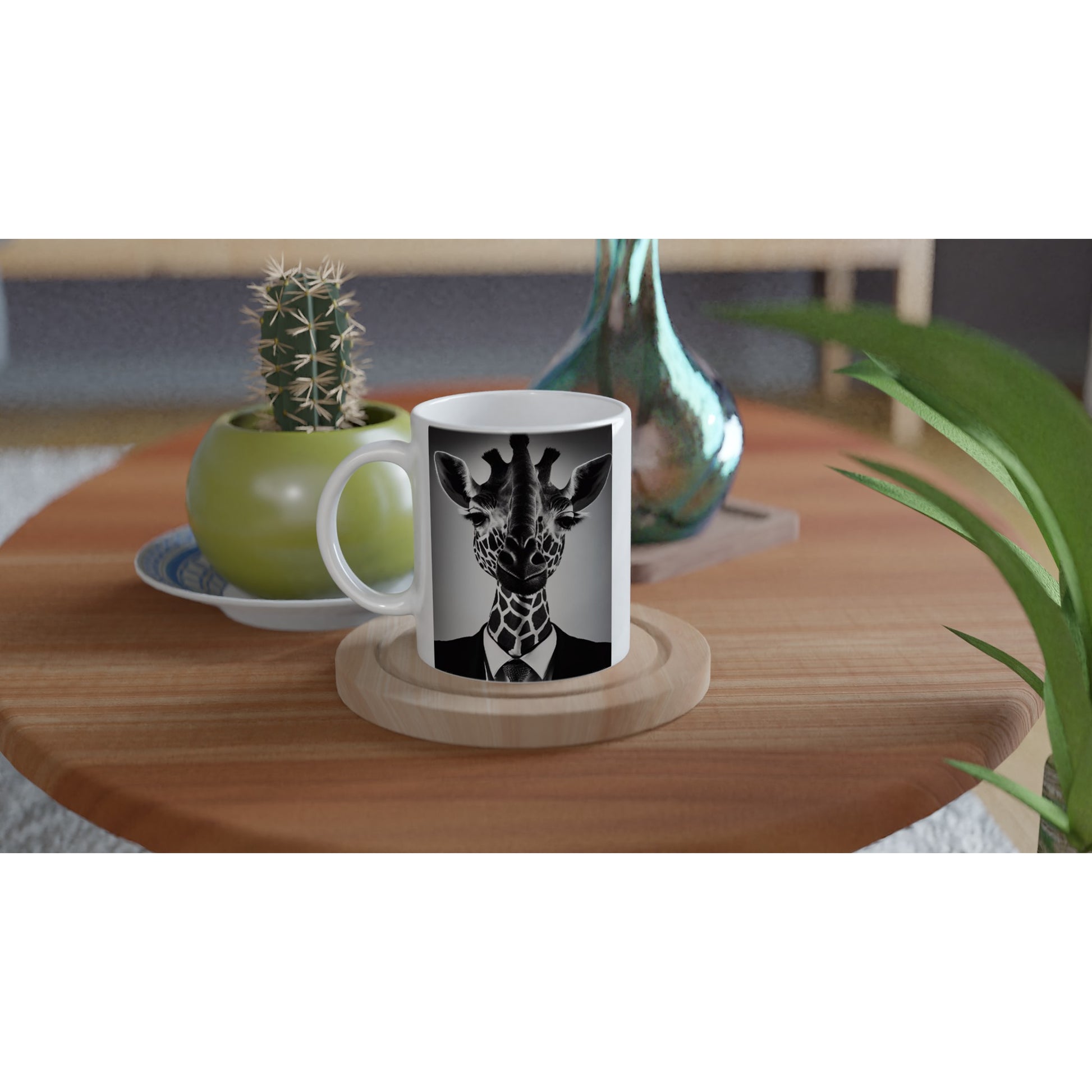 Personalisierbare Tasse - "The giraffe knows" - Business Animals No. 2 "Bridget" - Giraffe - Bedruckte Tasse - Gastro Tasse  Geschäfts Tiere - Gastro Becher - Künstler: "John Grays" Kunstdruck - Pixelboys - Atelier - Milano - Berlin - Munich - Madrid - New York - Dubai - Paris - Tokio - Rom - Lisbon - Ottawa - Bern Switzerland - Amsterdam -