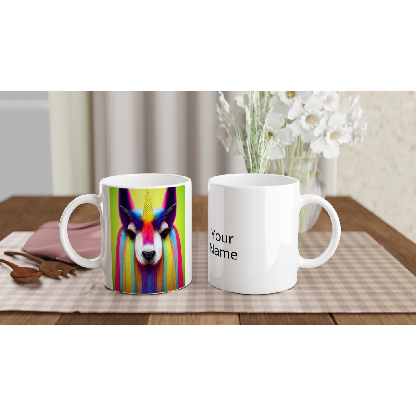 Personalisierbare Tasse - Karma Lama No. 1 - "Ru" - Poster with Lama - Teebecher - Animal - rainbow colors - bunt - multicoloured - Wandkunst - Kunstdruck - Acryldruck - Kunstwerk - Office Poster - Poster mit Rahmen - Kaffee Tasse - Poster mit Leisten - Bedruckte Tassen - Kunst Marke - Art Brand - Kunstdrucke - Papier: 250g/qm - Künstler: Pixelboys/Grayst - Office Poster - Poster with frame - lgbtiq+ - Drag Queens - RuPaul's- Geschenkidee - 