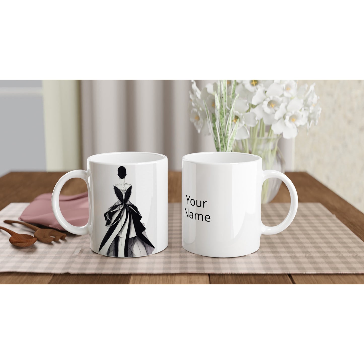 Personalisierte Tasse (bedruckt) - Haute Couture - No. 2 - "Louise" - Künstler: "The Unknown Artist Nb. 517" Fine art - Bedruckte Tasse - Kunst auf Tassen - Kunstdruck - Office Poster - Wall Art - Wandkunst - Wandbild - Pixelboys - Fine Art - Frankreich - Paris - Fashion - Original Pixelboys - 