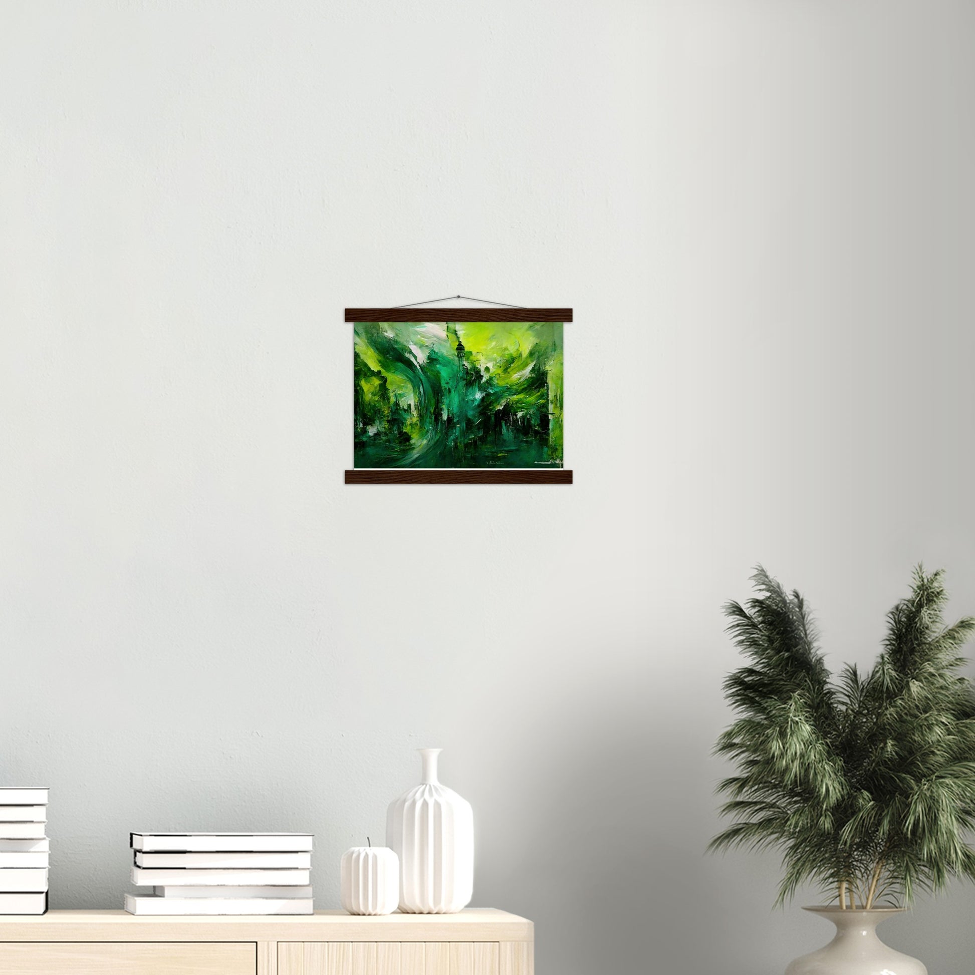 Poster mit Leisten (Holz) - in Museumsqualität - Storm over London - „Revenge of Nature“ - Ölgemälde - Grüner Sturm - Abstract - London - Planet - Fineart - Green Sea - Wandkunst - Holzrahmen - Poster with frame - Abstract Green - artwork - art brand - printed cup personalized - Holzleisten - pixelboys - Kunstdrucke - wandbilder - wall art - Kunst auf Tassen  - Office Poster - Wanddekoration - Fineart  - Colorfull - Dynamic - Acrylkunst - Geschenkidee - Office Poster - Acryldruck - Abstrakte Kunst -