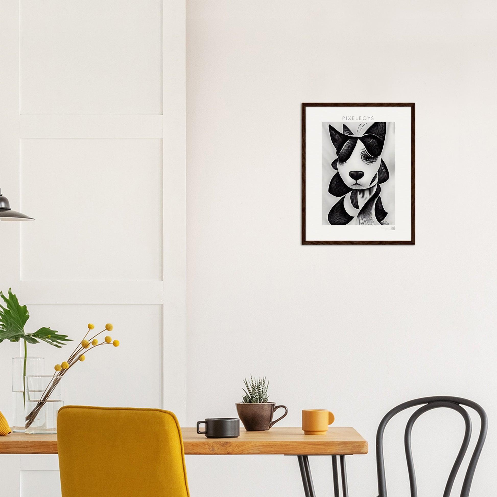 Poster mit Rahmen (Holz) - in Museumsqualität - Doodlemania "a dog named Muffin"- No.4 - Wandbild - doodle mania art collection - wall art - Hunde - Doodle Kunst - dogs- doodle posters and art prints - Poster mit Rahmen - doodle artwork - Acrylbild - Kunstdruck - Wandbild - office Poster - Poster with frame -  Künstler: Pixelboys & The Unknown Artist Nb.517 - keith haring - Gastro Art - anti stress art - Art Brand - Kunstdruck -