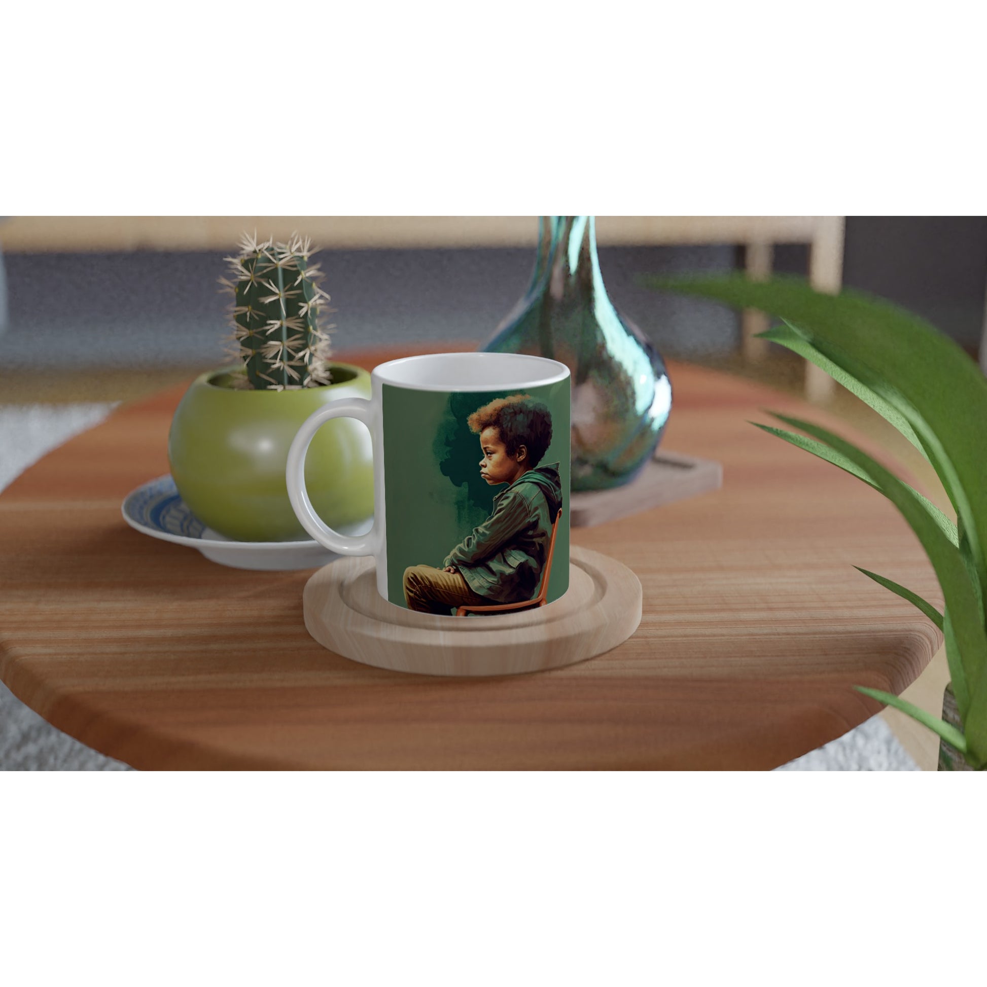 Personalisierte Tasse (bedruckt) - in Museumsqualität - Listening - The Son - Jeffrey - rasism - motherhood - Posterleisten - USA - Fineart - Posterrahmen  - Wandkunst - Holzrahmen - Poster with frame - people of color - artwork - art brand - printed cup personalized - Holzleisten - pixelboys - Kunstdrucke - wandbilder - wall art - Kunst auf Tassen  - Office Poster - Gastrotassen - Wanddekoration - Acrylkunst - Geschenkidee - Office Poster - Acryldruck - Abstrakte Kunst - Family Art -