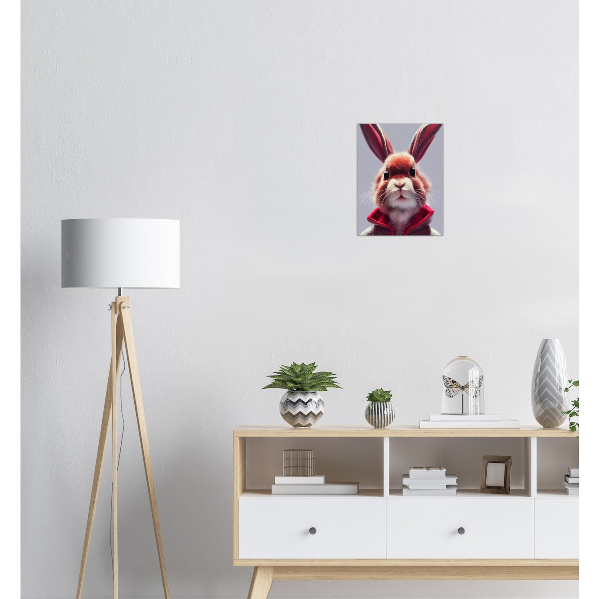 Poster in Museumsqualität - Bunny in grey red tracksuit - "Julius" - personalized mug - customized mug - Cute rabbit - Marke:- Pixelboys - Brand - Art Prints - Marke - Wandkunst - Papierstärke: 250g/qm - Wall Art - Bunny crey - Skater Betty - Hasen Gang - Original - Künstler:Pixelboys - Poster with frame - Office Poster - Trend - Wandschmuck - Atelier USA - 