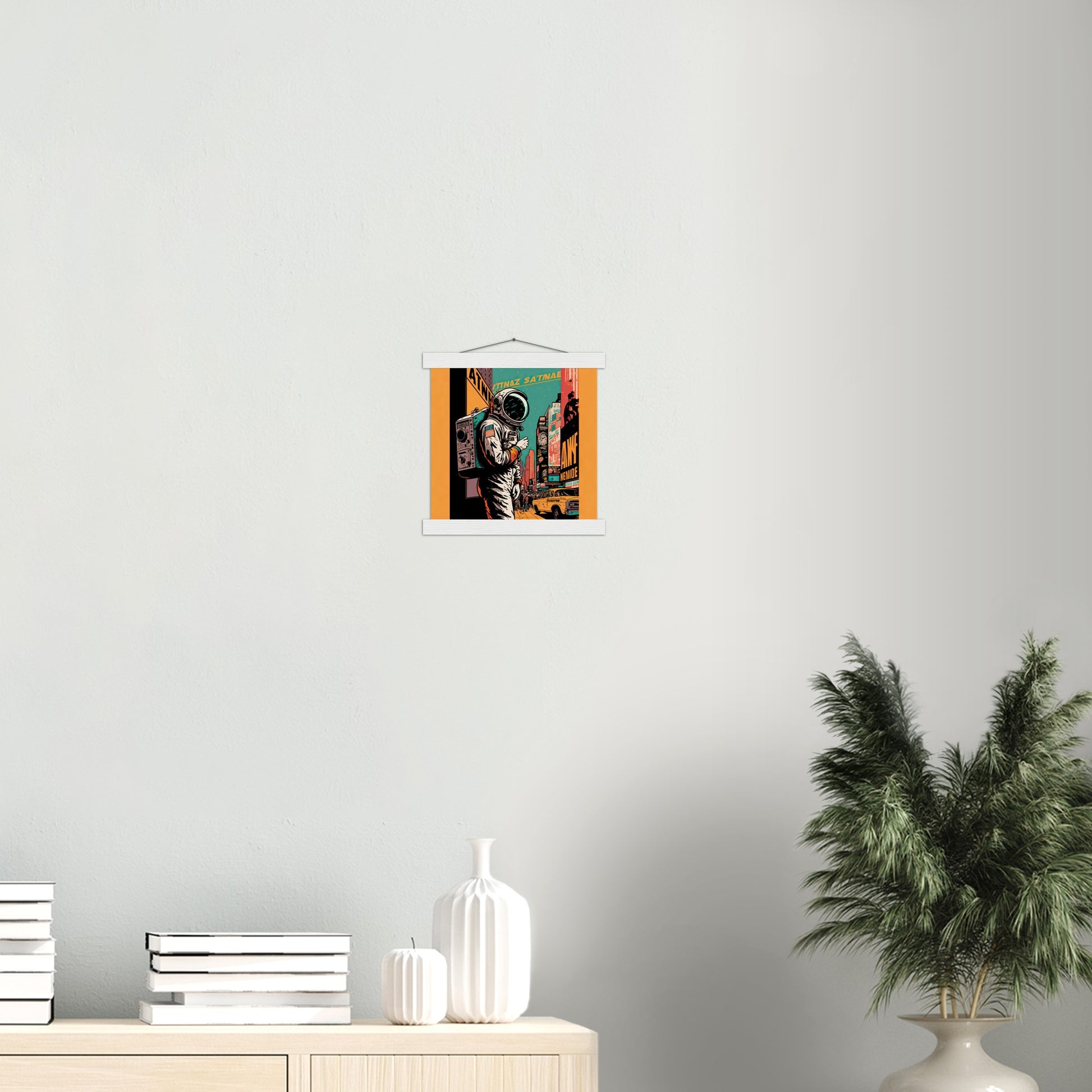 Poster mit Leisten (Holz) in Museumsqualität - Astronaut at the NY Time Square - Illustration - Astronaut - New York - Rocketman - Posterleisten - USA - Fineart - Posterrahmen  - Wandkunst - Holzrahmen - Poster with frame - artwork - art brand - printed cup personalized - Holzleisten - pixelboys - Kunstdrucke - wandbilder - wall art - Kunst auf Tassen  - Office Poster - Gastrotassen - Wanddekoration - Acrylkunst - Geschenkidee - Office Poster - Acryldruck - Abstrakte Kunst -