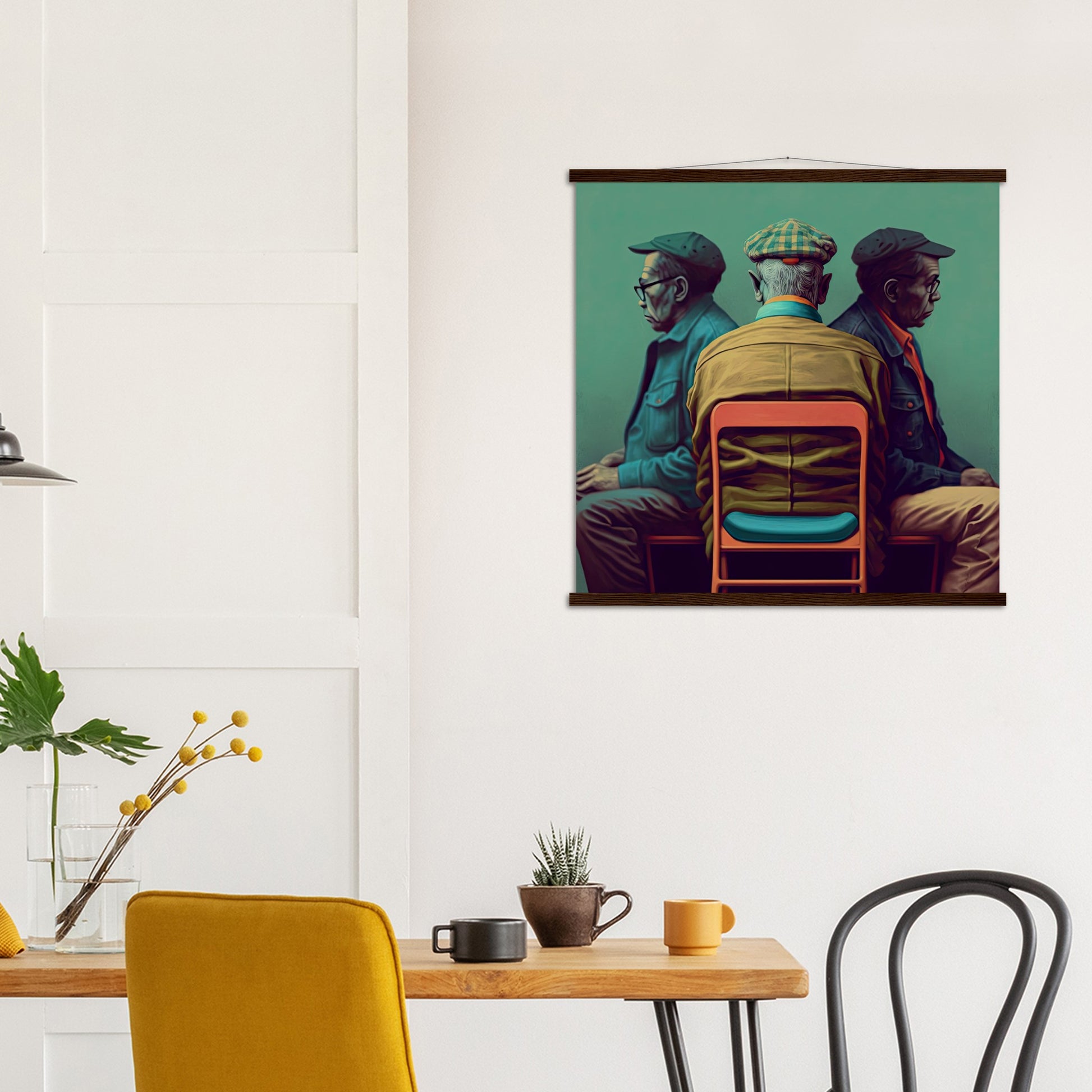 Poster mit Leisten (Holz) in Museumsqualität - Listening - The Age - Abe, Cletus & Joseph - rasism - motherhood - Posterleisten - USA - Fineart - Posterrahmen  - Wandkunst - Holzrahmen - Poster with frame - people of color - artwork - art brand - printed cup personalized - Holzleisten - pixelboys - Kunstdrucke - wandbilder - wall art - Kunst auf Tassen  - Office Poster - Gastrotassen - Wanddekoration - Acrylkunst - Geschenkidee - Office Poster - Acryldruck - Abstrakte Kunst - Family Art -