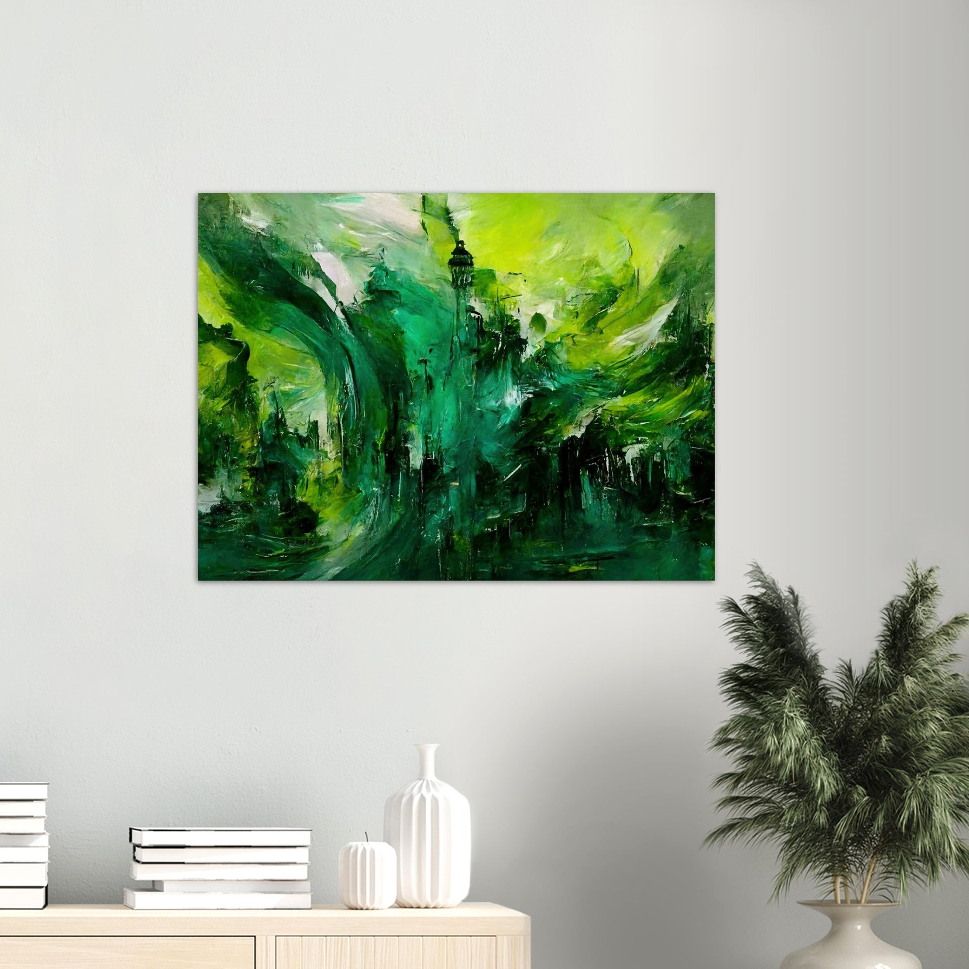 Poster in Museumsqualität - Storm over London - „Revenge of Nature“ - Ölgemälde - Grüner Sturm - Abstract - London - Planet - Fineart - Green Sea - Wandkunst - Holzleisten - Poster with frame - Abstract Green Kollektion - artwork - art brand - printed cup personalized - Holzrahmen - pixelboys - Kunstdrucke - wandbilder - wall art - Kunst auf Tassen  - Office Poster - Gastrotassen - Wanddekoration - Fineart  - Colorfull - Dynamic - Acrylkunst - Geschenkidee - Office Poster - Acryldruck - Abstrakte Kunst -