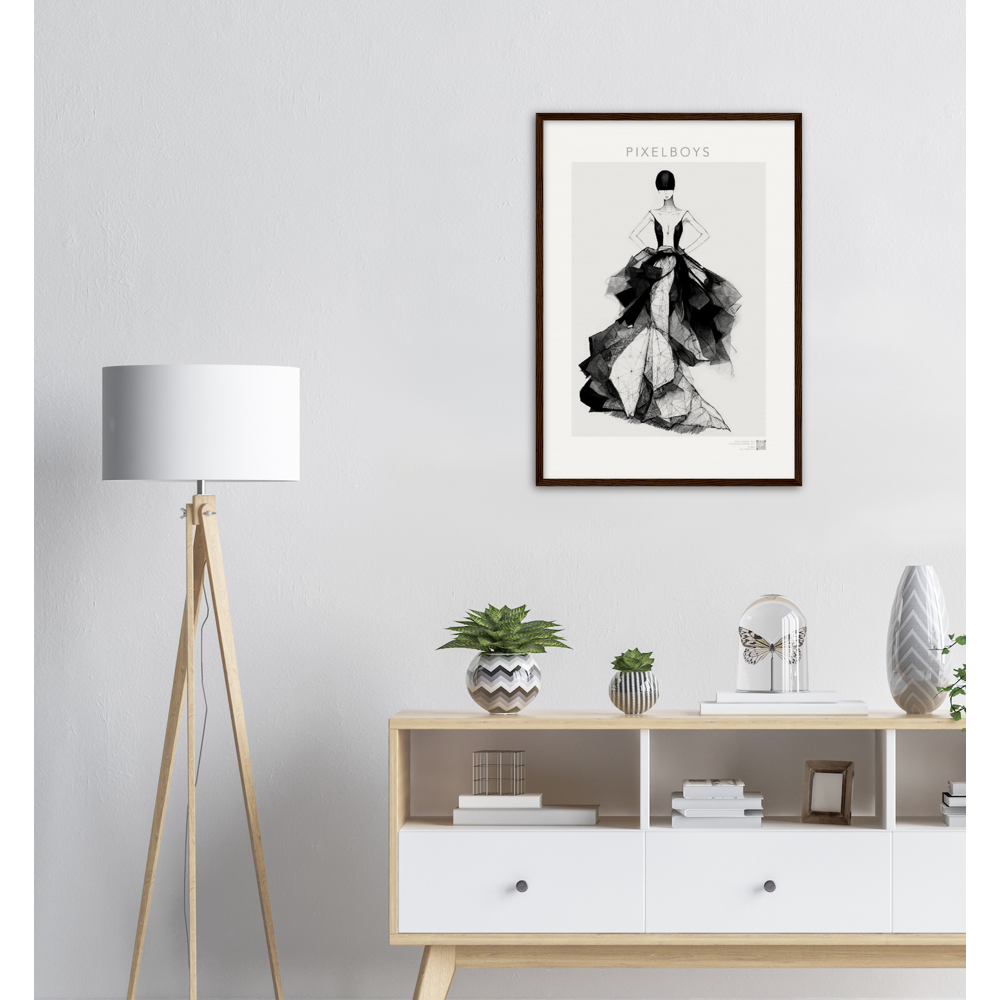 Haute Couture - Poster Set mit Rahmen aus Holz - Haute Couture - No. 7 - "Rose" - Künstler: "The Unknown Artist Nb. 517" Wandbilder - Pixelboys - Atelier - Milano - Berlin - Munich - Madrid - New York - Dubai - Paris - Tokio - Rom - Lisbon - Ottawa - Bern Switzerland -