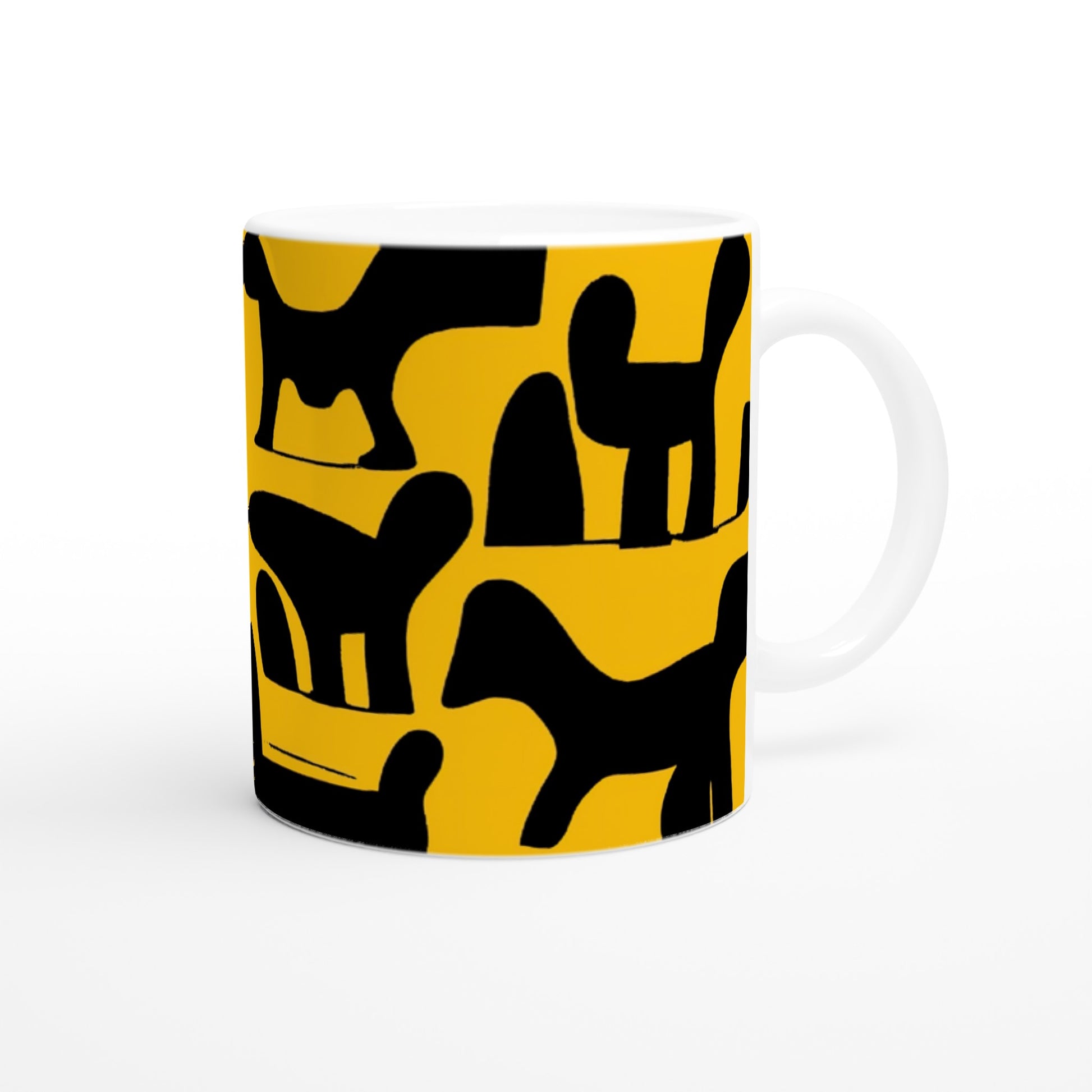 Bedruckte Sammeltasse - Doodlemania "weird animals on yellow" - No.3 - bedruckte Tasse-  gelb - Cup - Hunde - Katzen - Doodle Kunst - dogs - Cats - gastro - Poster mit Rahmen - doodle artwork - Acrylbild - Kunstdruck - Wandbild - office Poster - Poster with frame -  Künstler: Pixelboys & The Unknown Artist Nb.517 - keith haring - Gastro Art - anti stress art - Art Brand - Kunstdruck - Gastro Tasse - 