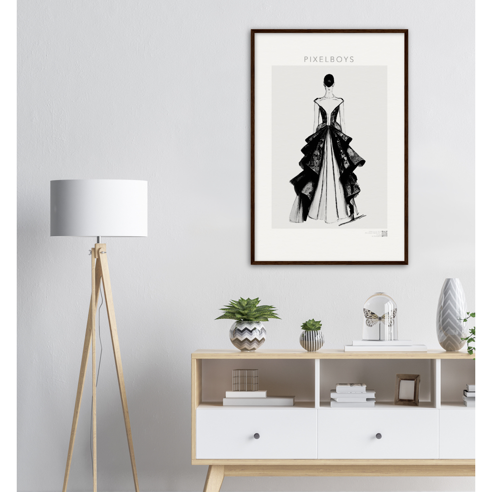 Haute Couture - Poster Set mit Rahmen aus Holz - Haute Couture - No. 6 - "Lina" - Künstler: "The Unknown Artist Nb. 517" Wandbilder - Pixelboys - Atelier - Milano - Berlin - Munich - Madrid - New York - Dubai - Paris - Tokio - Rom - Lisbon -