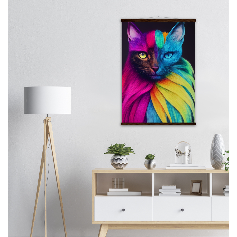 Poster mit Leisten - Mit edler Regenbogenkatze "Bella"