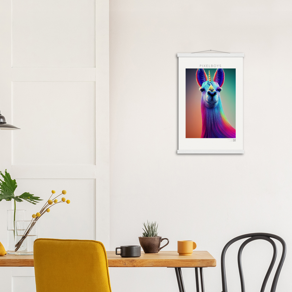 Poster mit Leisten (Holz)- Karma Lama No. 3 - "Bob" - Wandbild - Bob the Drag Queen - LGBTQI+ - Christopher Street Day - Pride Month - Lesbian - Gay - Bisexual - Transgender - Queer & Intersexual - rainbow flag - unicorn - einhorn - rainbow - regenbogen - heteronormativity - Drag Queens - Asexual - Künstler: "John Grayst" - Pixelboys - Atelier - Acryldruck - Museum - Germany - Berlin - USA - America - New York City - Los Angeles - Chicago - Houston - Phoenix - Philadelphia - Paris - Rom -