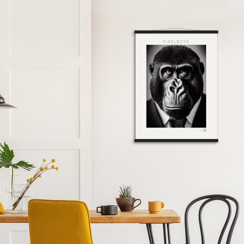 Poster mit Leisten (Holz) - Business Animals No. 1 "Albert" - Künstler: "John Grayst" Kunstdruck - Wandbild - Pixelboys - Atelier - Milano - Berlin - Munich - Madrid - New York - Dubai - Paris - Tokio - Rom - Lisbon - Ottawa - Bern Switzerland - Amsterdam - Seoul - Vancouver -