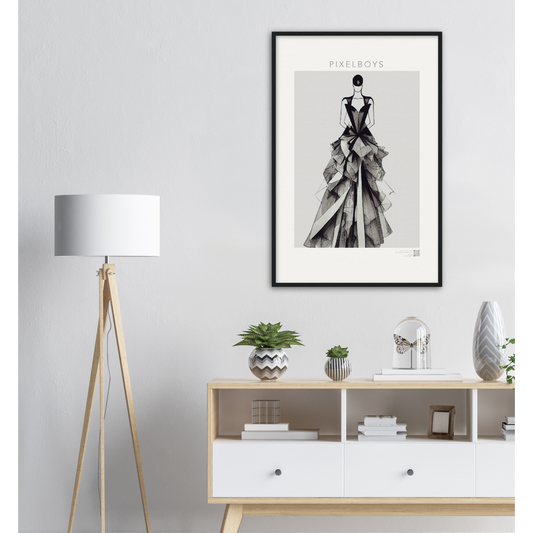 Haute Couture Poster Set mit Rahmen aus Holz in Museumsqualität - Haute Couture - No. 4 - "Alice" - Künstler: "The Unknown Artist Nb. 517" Wandbilder - Kunstdrucke - Pixelboys - Atelier - Milano - Berlin - Munich - Madrid - New York - Dubai - Paris - Tokio - 