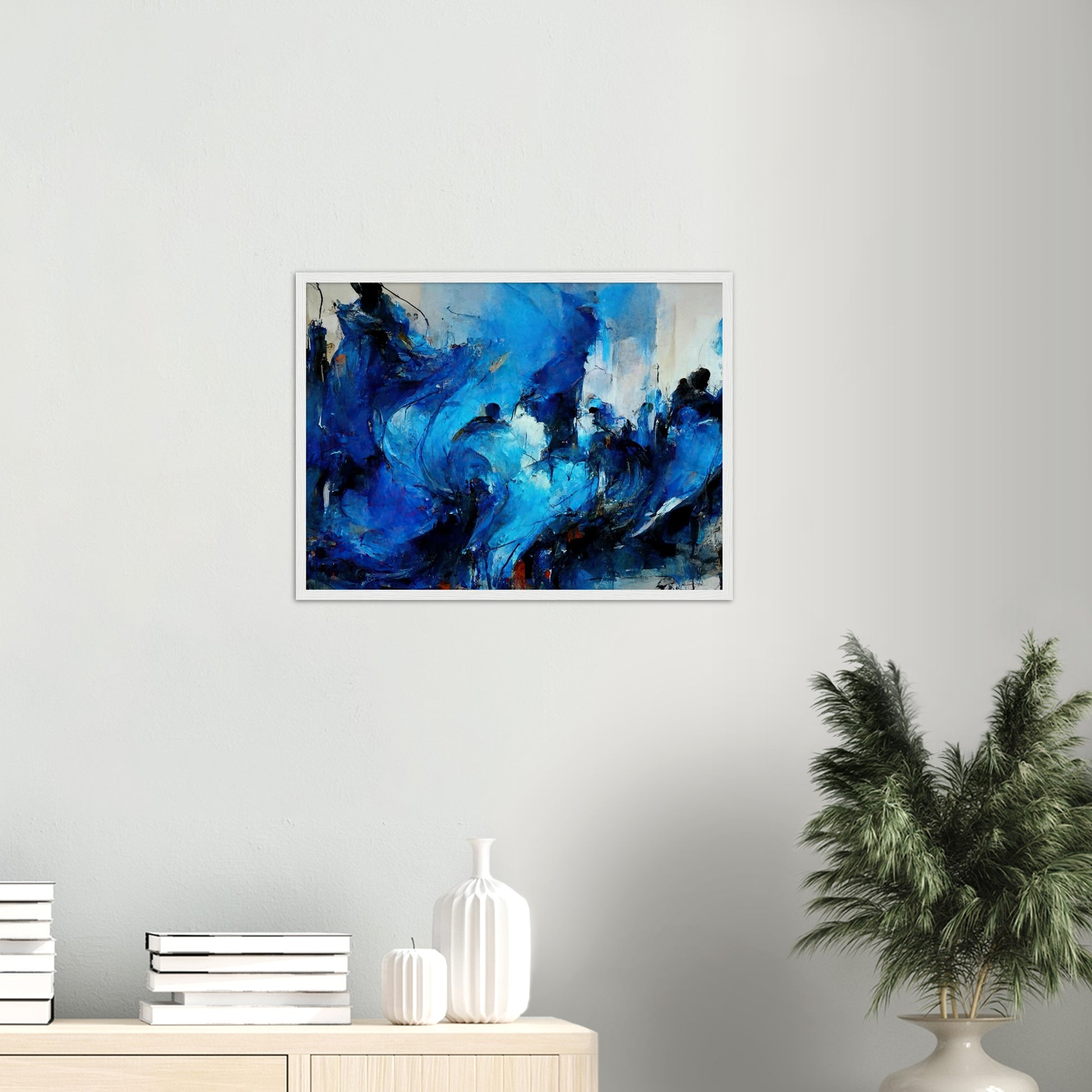 Poster mit Holzrahmen in Museumsqualität - Blue Revolution - Art of Cubism - Fineart - Peace - Wandkunst - Mankind - Poster with frame - Abstract Blue Kollektion - artwork - art brand - printed cup personalized - pixelboys - Kunstdrucke - wandbilder - wall art - Kunst auf Tassen - vintage art - Office Poster - Gastrotassen - Wanddekoration - Geschenkidee - political peace - freedom - uno - Geschenkidee - Acrylkunst - blauhelme - Geschenkidee - Office Poster - Acryldruck -