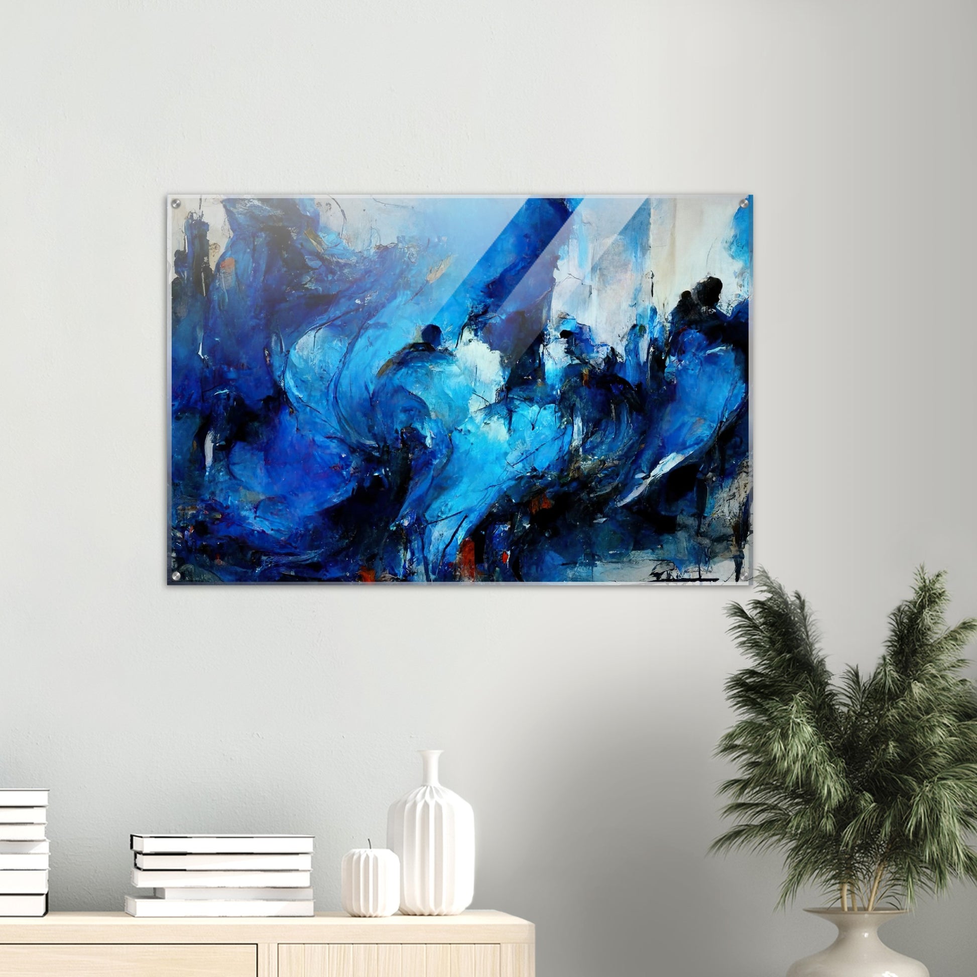 Acrylbild auf Glas in Museumsqualität - Blue Revolution - Art of Cubism - Fineart - Peace - Wandkunst - Mankind - Poster with frame - Abstract Blue Kollektion - artwork - art brand - printed cup personalized - pixelboys - Kunstdrucke - wandbilder - wall art - Kunst auf Tassen - vintage art - Office Poster - Gastrotassen - Wanddekoration - Geschenkidee  - political peace - freedom - uno - Geschenkidee - Acrylkunst - blauhelme - Geschenkidee - Office Poster - Acryldruck -