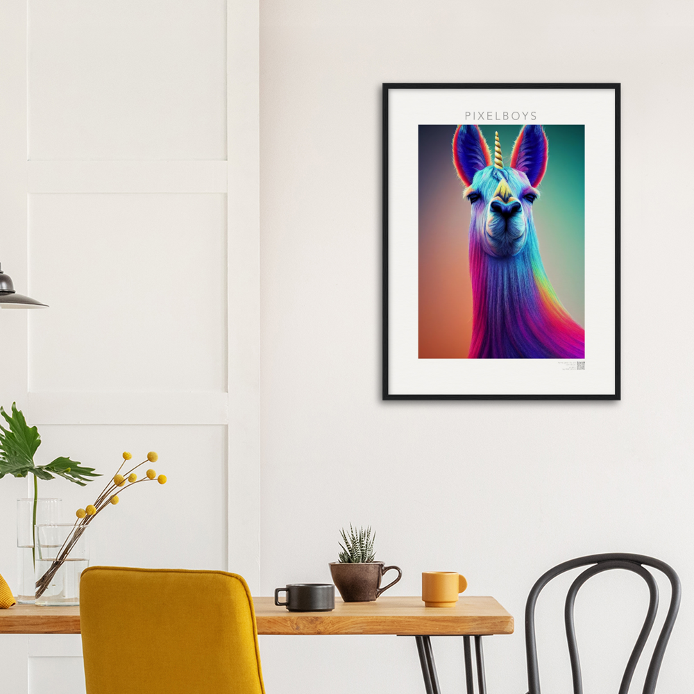 Poster mit Rahmen (Holz)- Karma Lama No. 3 - "Bob" - Wandbild - Bob the Drag Queen - LGBTQI+ - Christopher Street Day - Pride Month - Lesbian - Gay - Bisexual - Transgender - Queer & Intersexual - rainbow flag - unicorn - einhorn - rainbow - regenbogen - heteronormativity - Drag Queens - Asexual - Künstler: "John Grayst" - Pixelboys - Atelier - Acryldruck - Museum - Germany - Berlin - USA - America - New York City - Los Angeles - Chicago - Houston - Phoenix - Philadelphia - Paris - Rom -