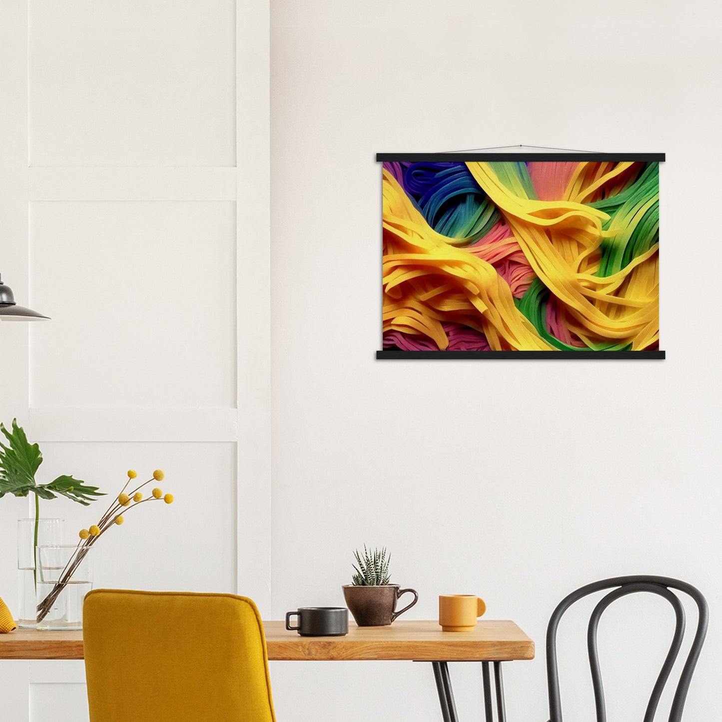 Poster mit Leisten (Holz) - Noodles upside-down - Pasta Love - Italien - China - Restaurant - Nudeln - Pasta - Teigwaren  - Wandkunst - Kunstdruck - Acryldruck - Kunstwerk - Office Poster - Poster mit Rahmen - Kaffee Tasse - Poster mit Leisten - Bedruckte Tassen - Kunst Marke - Art Brand - Kunstdrucke - Papier: 250g/qm - Künstler: Pixelboys - Poster with frame - Geschenkidee - Atelier Rome - Atelier Bologna - Atelier Milano -