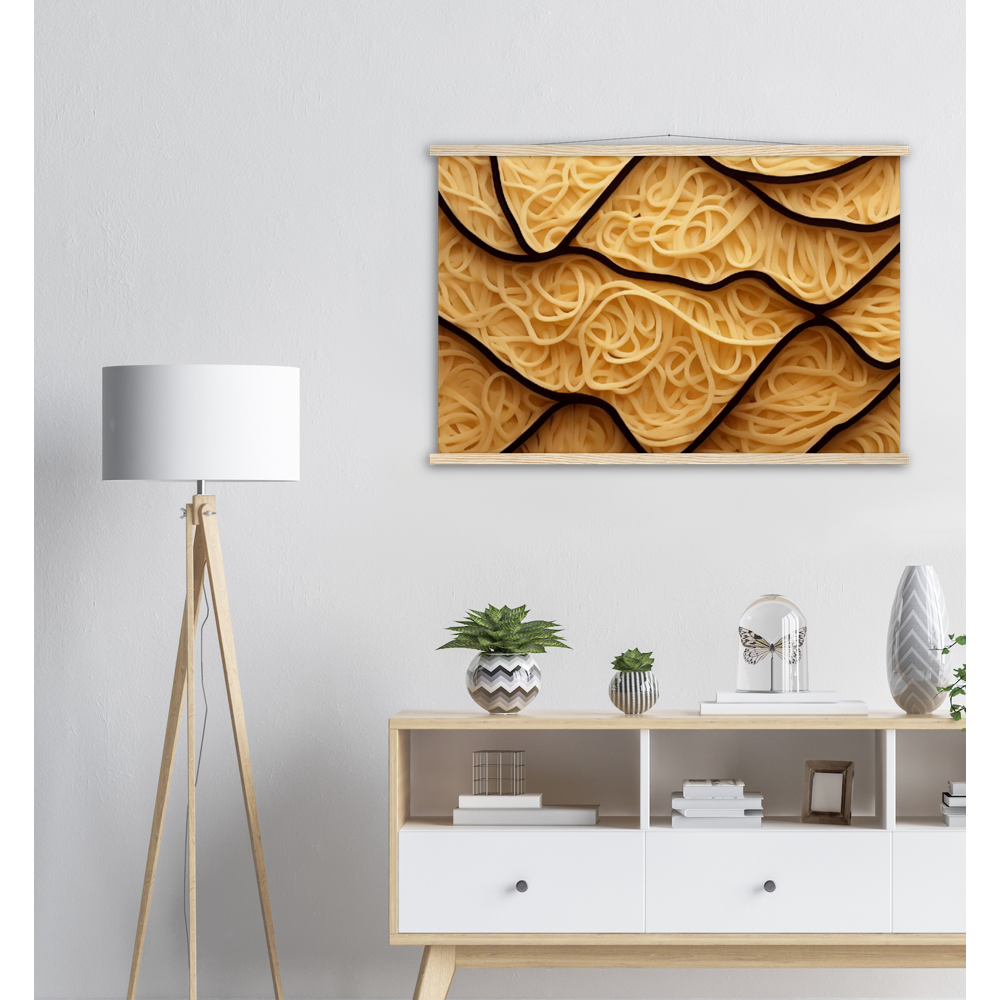 Poster mit Leisten - Spaghetti in shape - Pasta Love - Italien - China - Restaurant - Nudeln - Pasta - Teigwaren  - Wandkunst - Kunstdruck - Acryldruck - Kunstwerk - Office Poster - Poster mit Rahmen - Kaffee Tasse - Poster mit Leisten - Bedruckte Tassen - Kunst Marke - Art Brand - Kunstdrucke - Papier: 250g/qm - Künstler: Pixelboys - Poster with frame - Geschenkidee - Atelier Rome - Atelier Bologna - Atelier Milano -