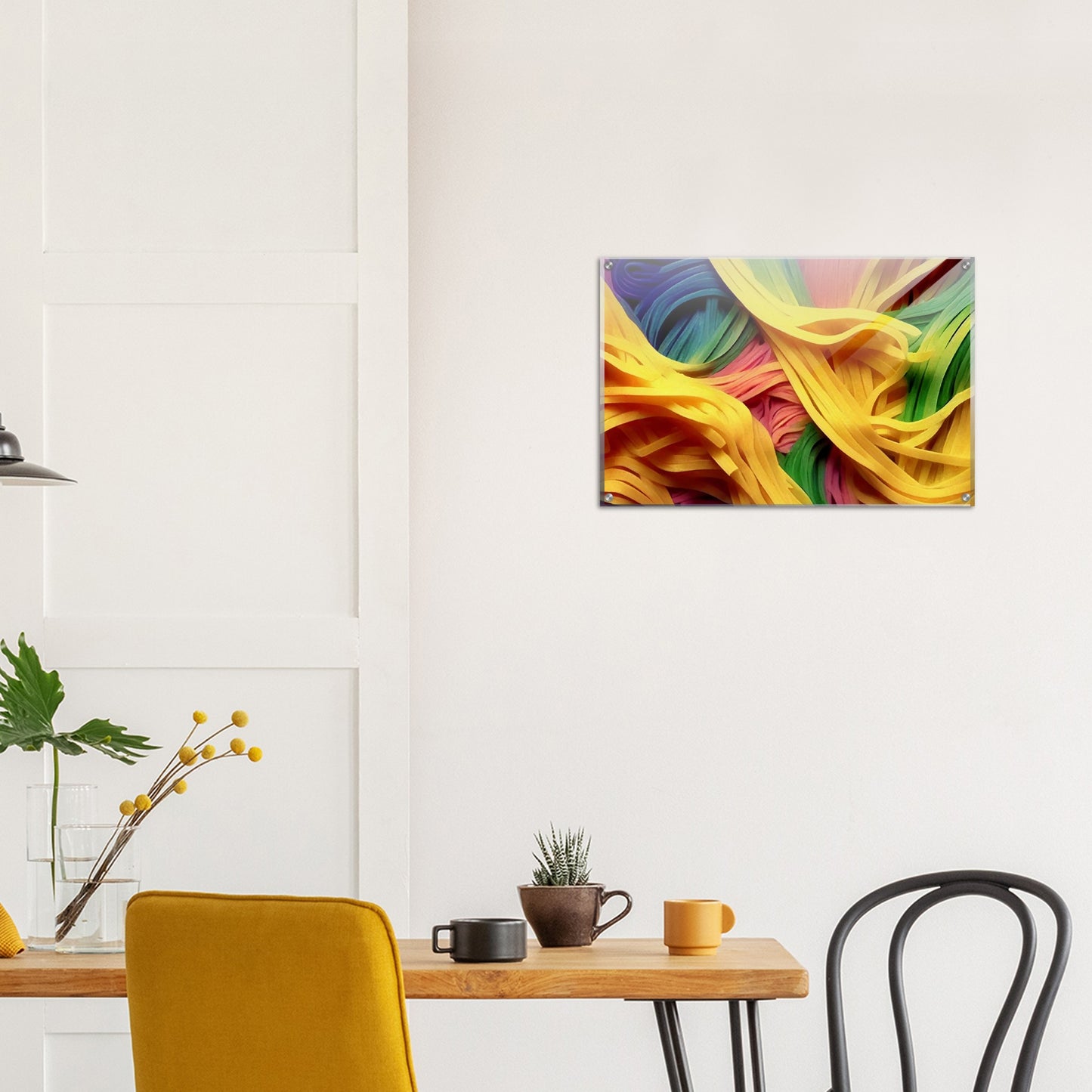 Acrylbild - Noodles upside-down - Pasta Love - Italien - China - Restaurant - Nudeln - Pasta - Teigwaren  - Wandkunst - Kunstdruck - Acryldruck - Kunstwerk - Office Poster - Poster mit Rahmen - Kaffee Tasse - Poster mit Leisten - Bedruckte Tassen - Kunst Marke - Art Brand - Kunstdrucke - Papier: 250g/qm - Künstler: Pixelboys - Poster with frame - Geschenkidee - Atelier Rome - Atelier Bologna - Atelier Milano -