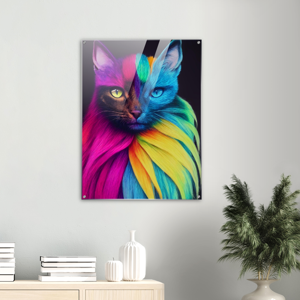 Acrylbild - Mit edler Regenbogenkatze "Bella"