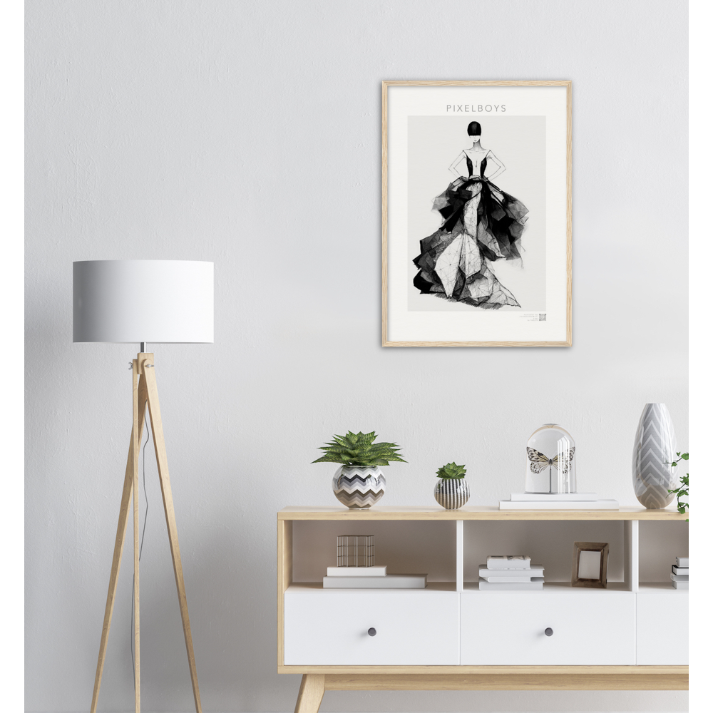 Haute Couture - Poster Set mit Rahmen aus Holz - Haute Couture - No. 7 - "Rose" - Künstler: "The Unknown Artist Nb. 517" Wandbilder - Pixelboys - Atelier - Milano - Berlin - Munich - Madrid - New York - Dubai - Paris - Tokio - Rom - Lisbon - Ottawa - Bern Switzerland -