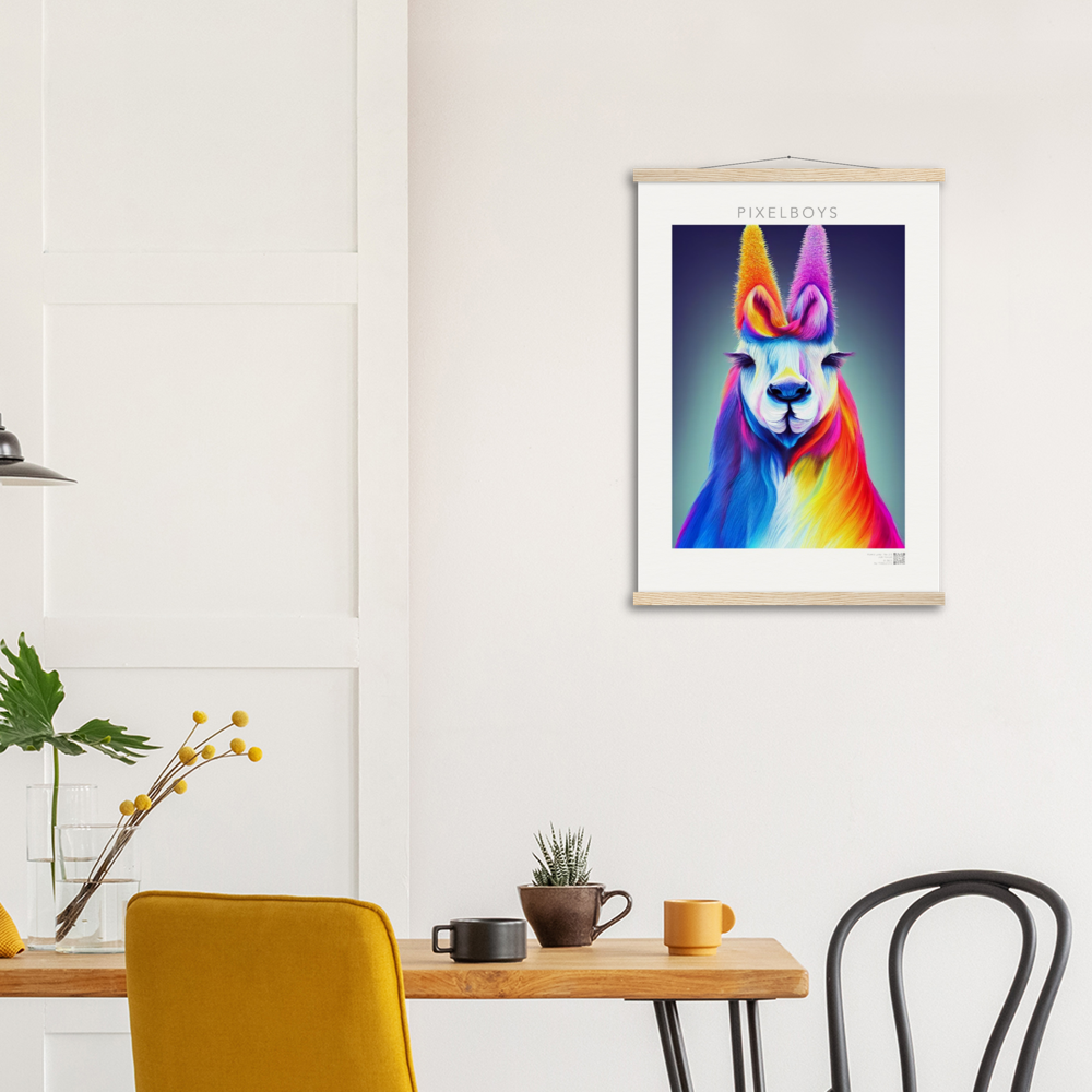 Poster mit Leisten - Karma Lama No. 2 - "Edna" - Wandbild - Edna Erverage - LGBTQI+ - Christopher Street Day - Pride Month - Lesbian - Gay - Bisexual - Transgender - Queer & Intersexual - rainbow flag - unicorn - einhorn - rainbow - regenbogen - heteronormativity - Drag Queens - Asexual - Künstler: "John Grayst" - Pixelboys - Atelier - Wandbild - Museum - Germany - Berlin - USA - America - New York City - Los Angeles - Chicago - Houston - Phoenix - Philadelphia - Paris - Rom -