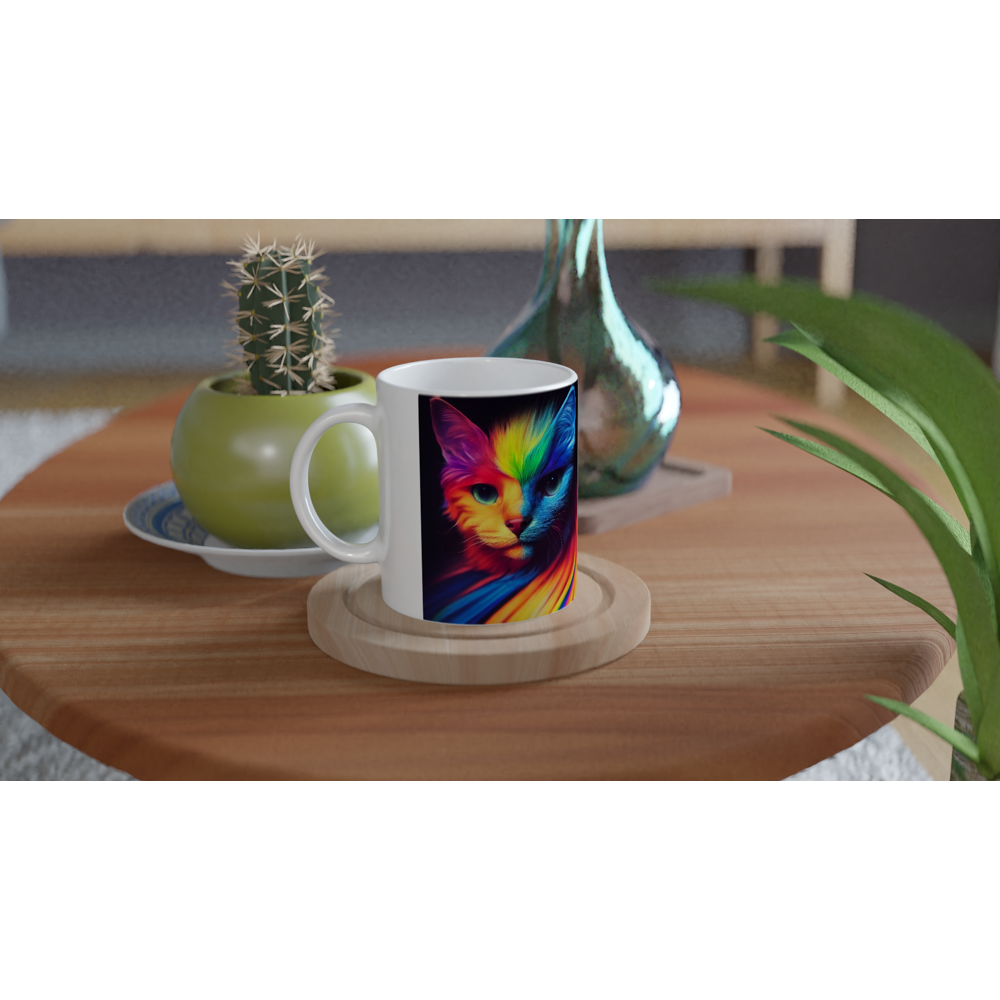 Personalisierte Tasse - Farbenfrohe Regenbogen Katze "Kitty" - Pride Bewegung - Maskottchen -