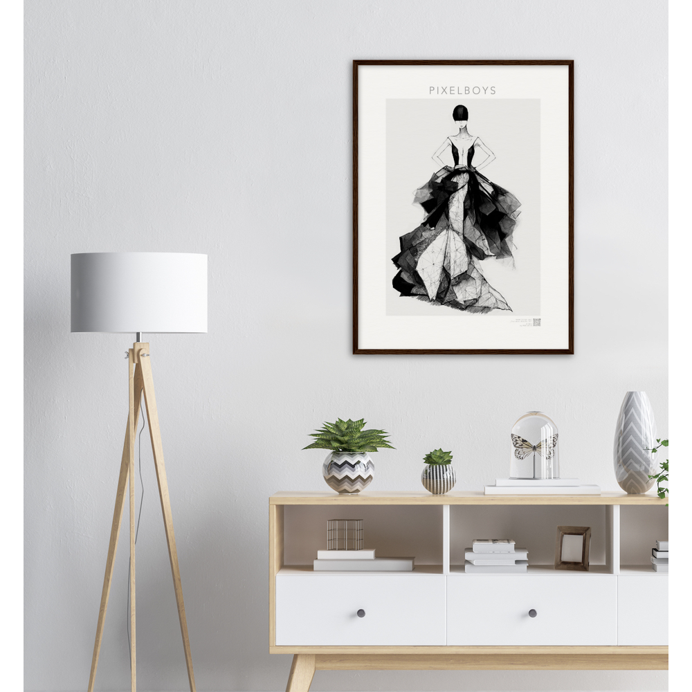 Haute Couture - Poster Set mit Rahmen aus Holz - Haute Couture - No. 7 - "Rose" - Künstler: "The Unknown Artist Nb. 517" Wandbilder - Pixelboys - Atelier - Milano - Berlin - Munich - Madrid - New York - Dubai - Paris - Tokio - Rom - Lisbon - Ottawa - Bern Switzerland -