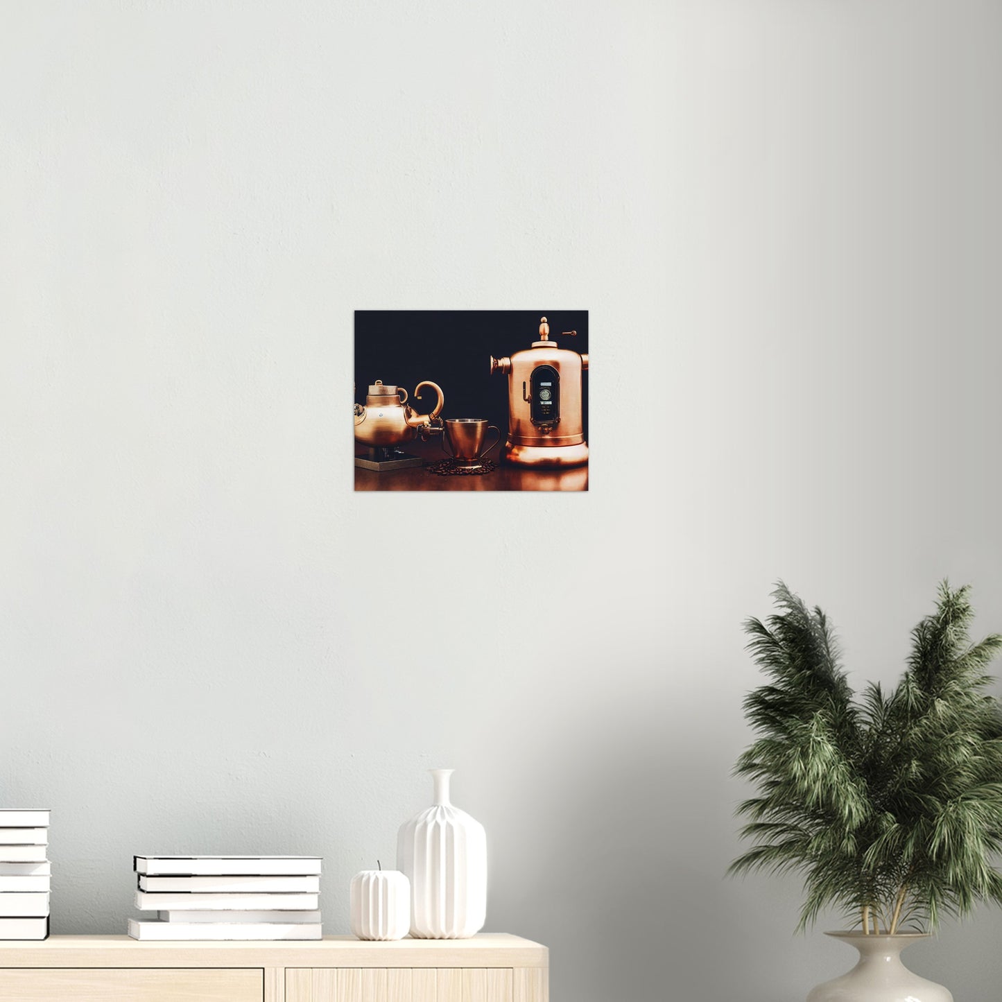 Poster in Museumsqualität - Steampunk - Coffee Maker - No.4 - Collection Cup - Pixelboys - Wandbild - Kunstwerk - Hotelkunst - Kunst auf Postern - Fine Art - Steampunk - Future - Maschine - Poster with frame - Office Poster - Art Brand - Pixelboys - Coffee House - Restaurant Poster - Wall Art - Kunstdruck - Geschenkidee - Kunst auf Acrylglas - Future Coffee Cup - Personalisierbare Tasse - Gastro Tasse - exklusiv - Gastronomie Poster - Hotelposter - Steam Punk Kitchen - Acryldruck