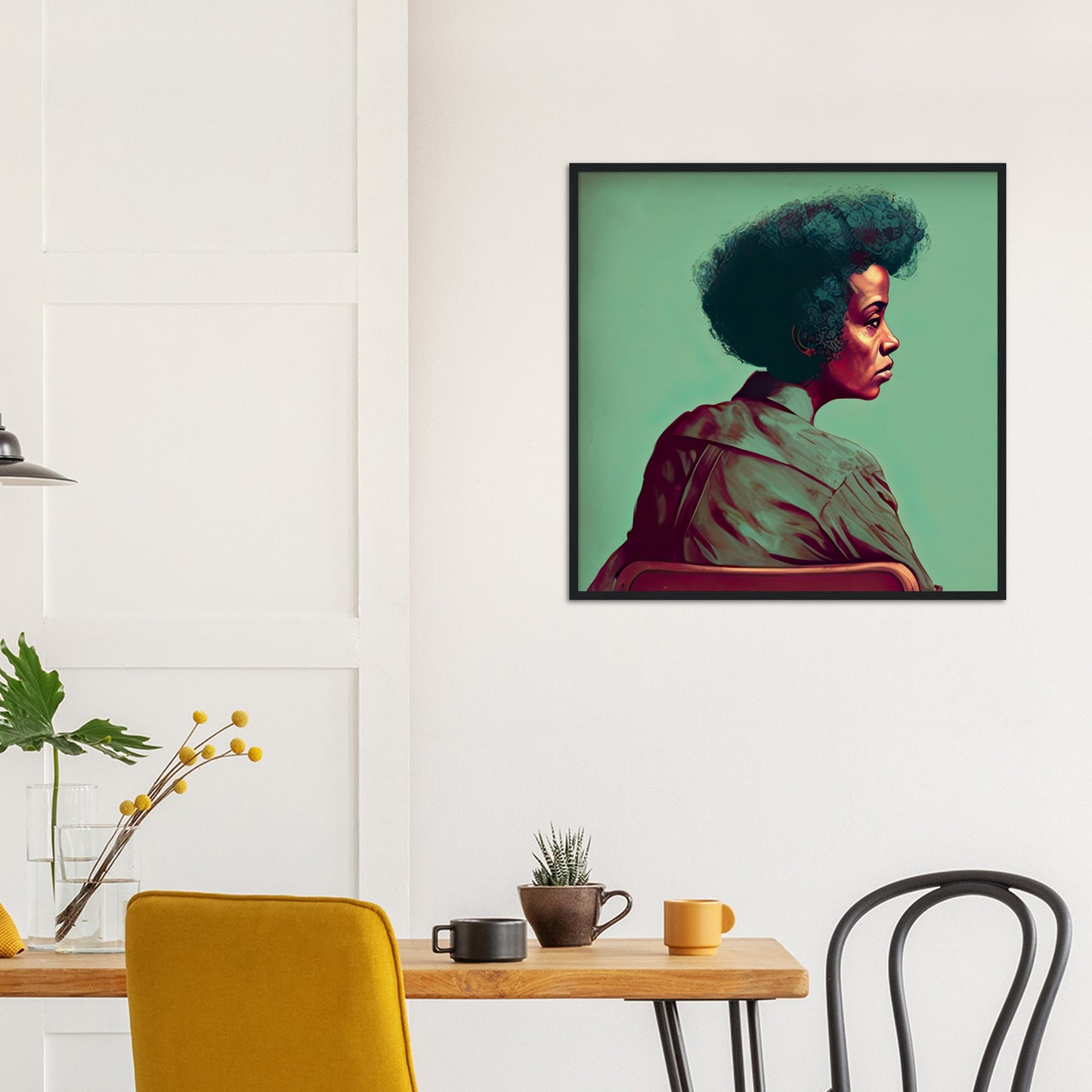 Poster mit Rahmen (Holz) in Museumsqualität - Listening - The Mother - rasism - motherhood - Posterleisten - USA - Fineart - Posterrahmen  - Wandkunst - Holzrahmen - Poster with frame - people of color - artwork - art brand - printed cup personalized - Holzleisten - pixelboys - Kunstdrucke - wandbilder - wall art - Kunst auf Tassen  - Office Poster - Gastrotassen - Wanddekoration - Acrylkunst - Geschenkidee - Office Poster - Acryldruck - Abstrakte Kunst - Family Art -