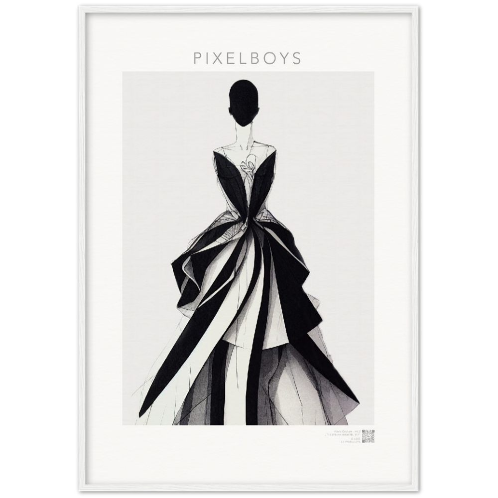 Poster Set mit Rahmen aus Holz in Museumsqualität -Haute Couture - Haute Couture - No. 2 - "Louise"- Künstler: "The Unknown Artist Nb. 517" - Pixelboys - Atelier - Paris - New York - Dubai - Milano -